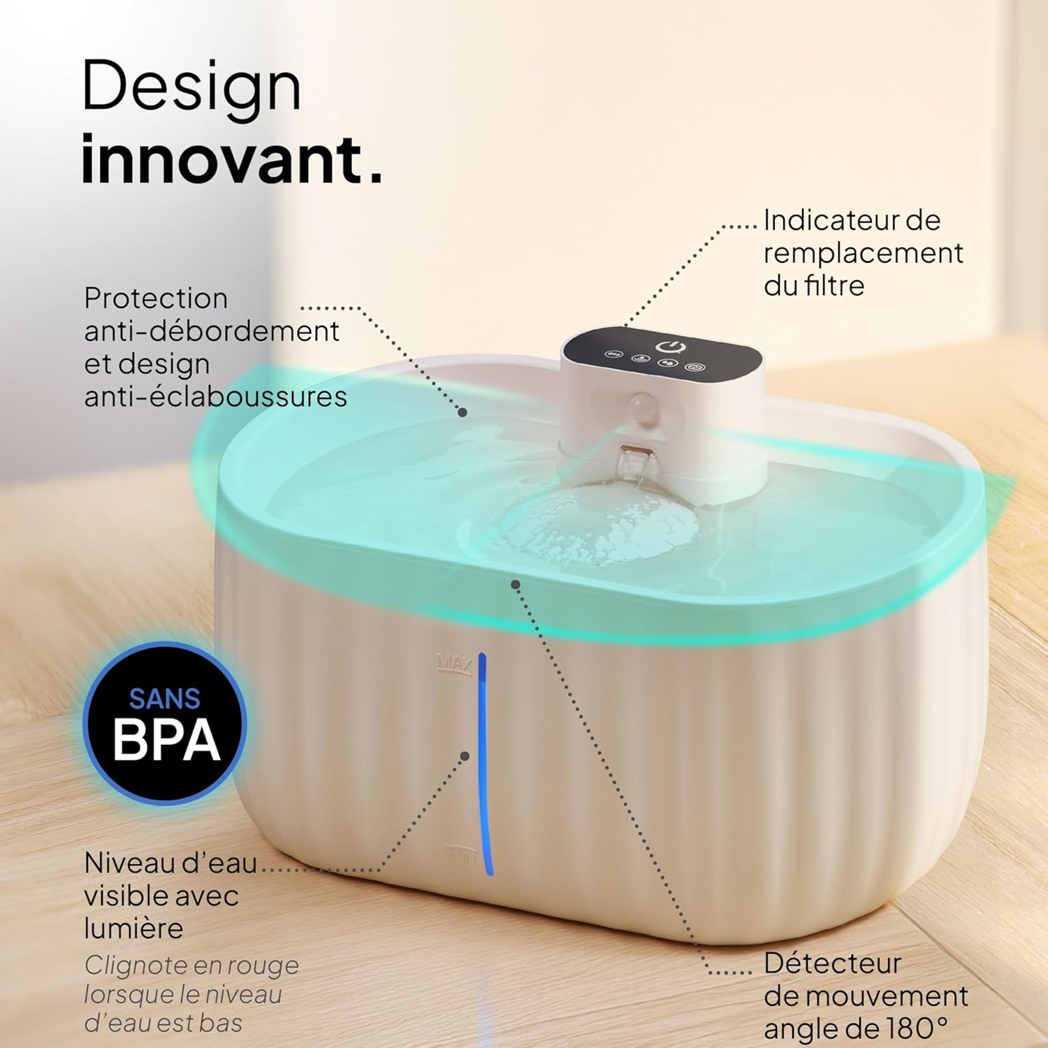 Fontaine à eau intelligente pour chats avec modes continu, intervalle et capteur