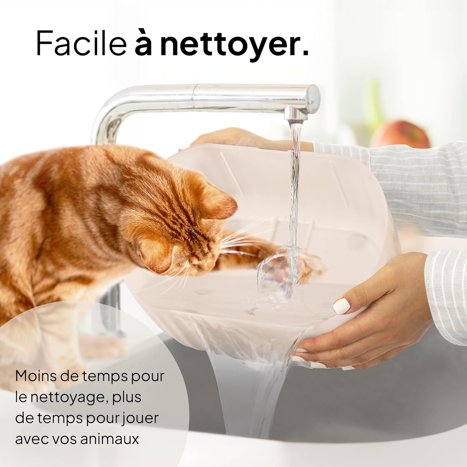Fontaine Pretty Paw Aqua Sense beige avec design élégant et réservoir 3L