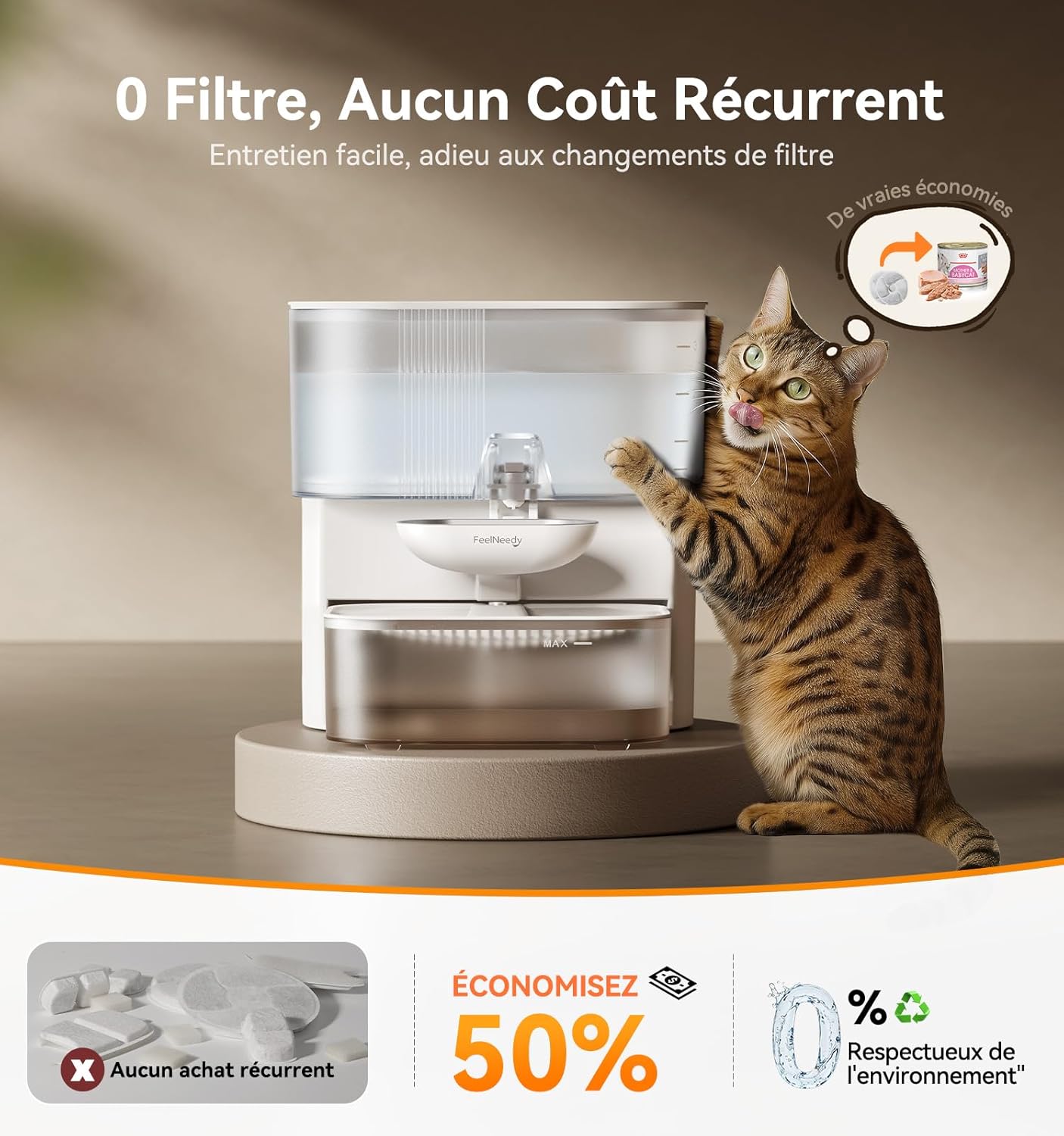 distribution automatique eau propre fontaine chat FEELNEEDY