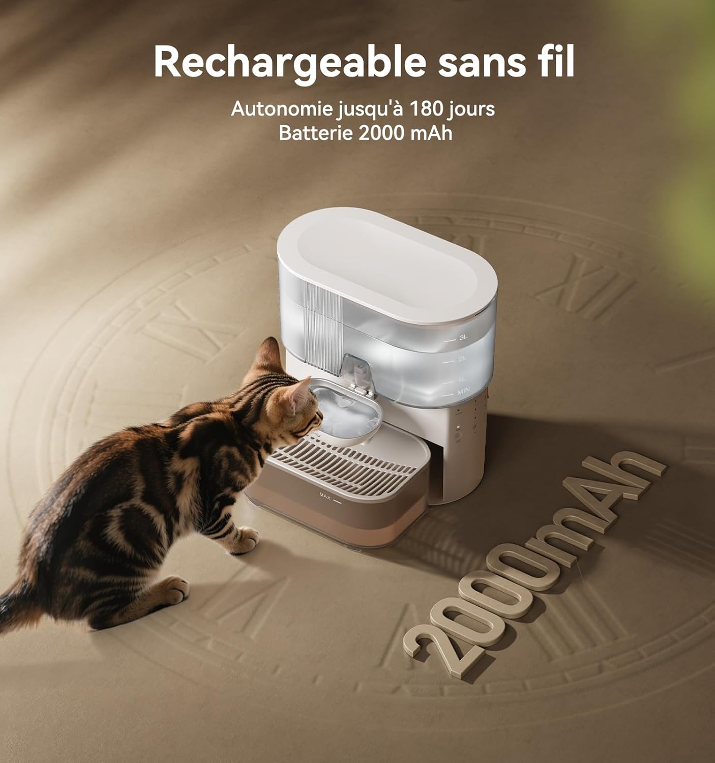 fontaine à eau silencieuse pour chat sans fil FEELNEEDY