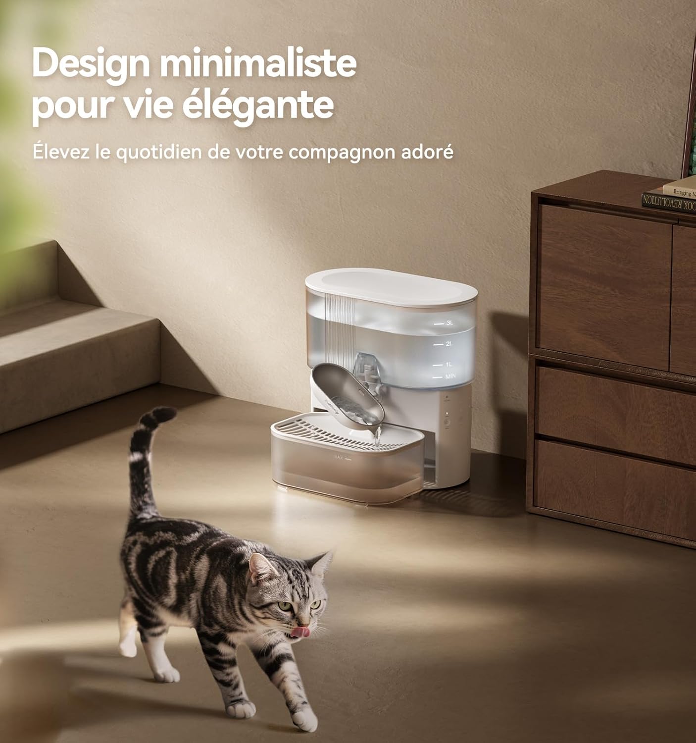 distributeur d’eau chat sans filtre avec double réservoir FEELNEEDY