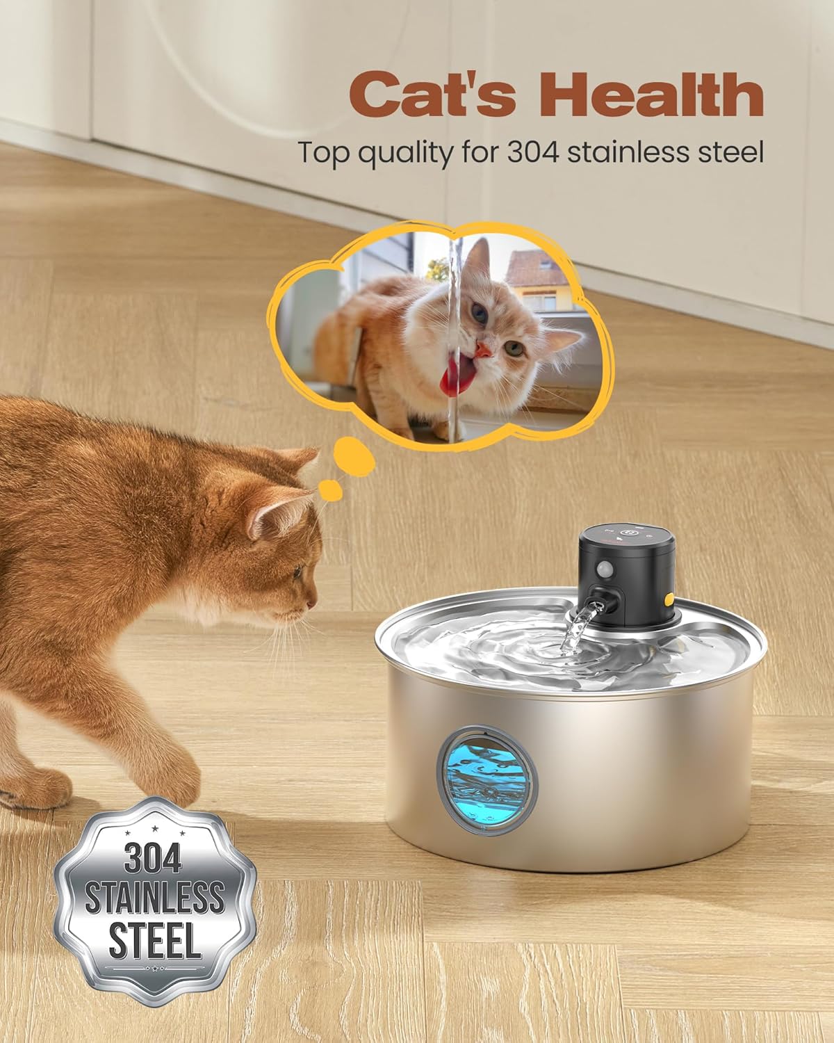 Fontaine silencieuse à pile pour chat intérieur