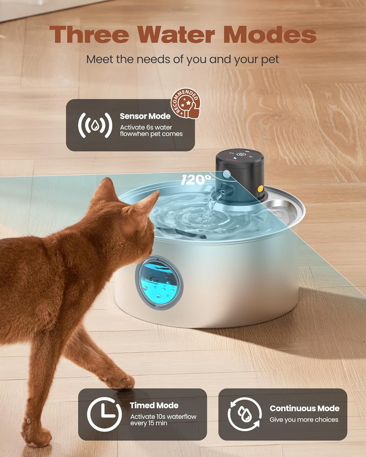 Fontaine à eau rechargeable sans fil posée dans un salon moderne