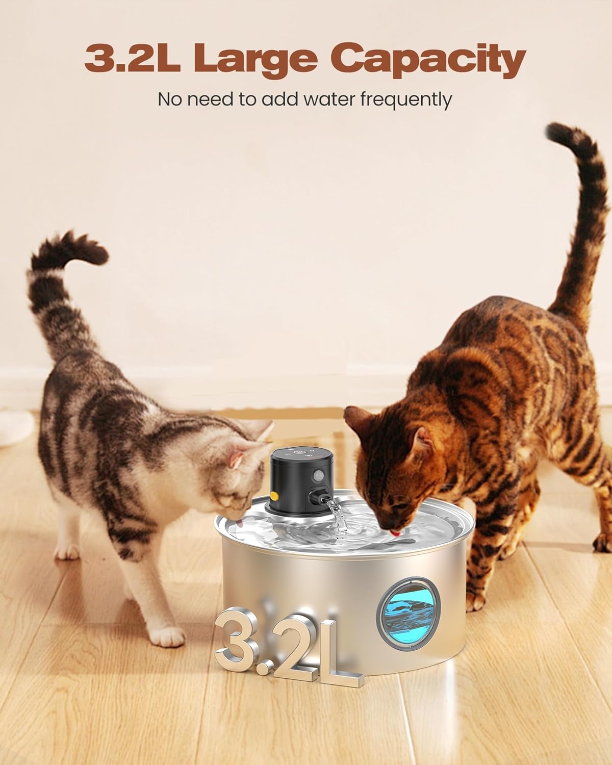 Vue rapprochée filtre multi-couches fontaine eau animaux