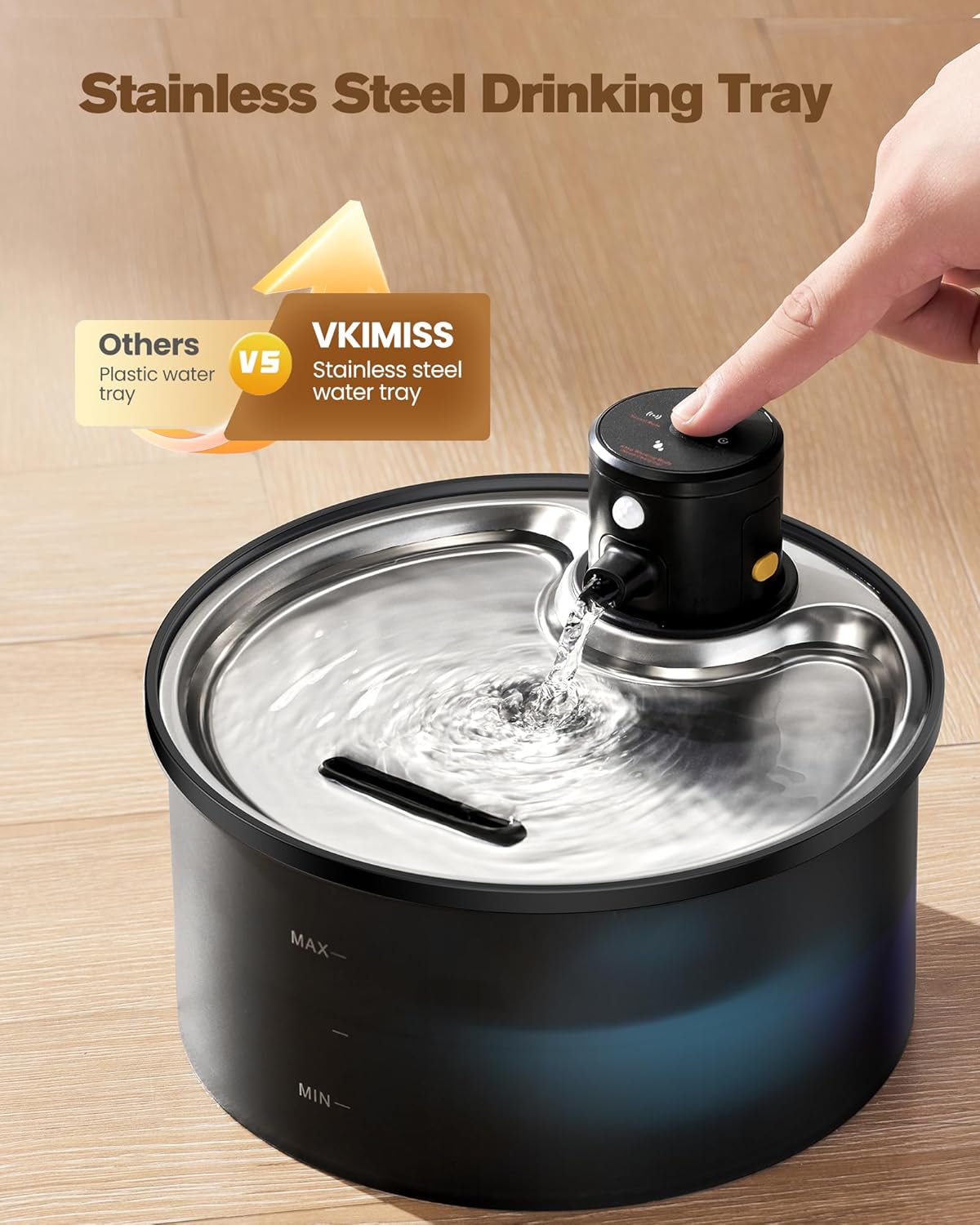 Gamelle fontaine à eau hygiénique en acier inoxydable 3,2L