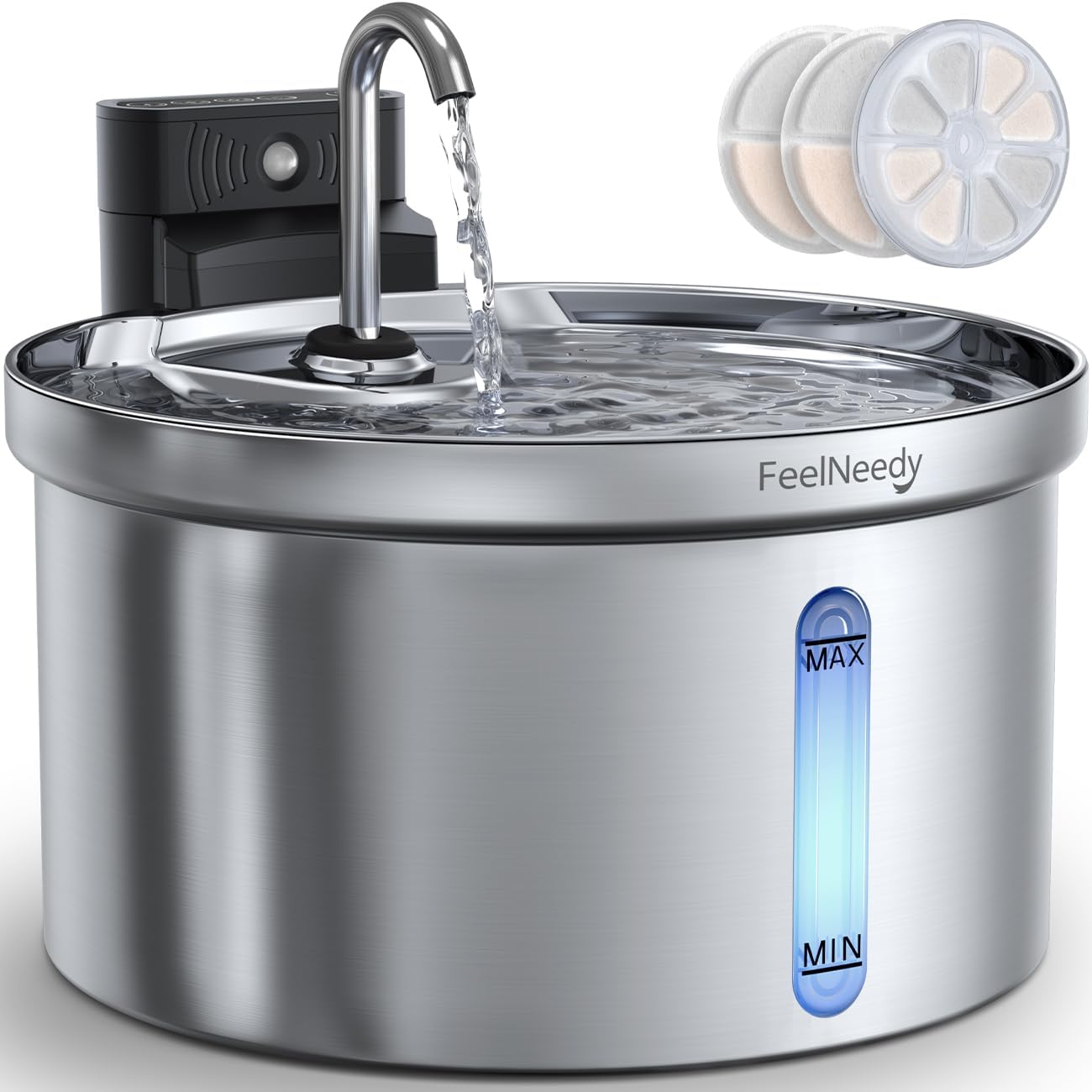 Fontaine FEELNEEDY inox moderne pour chats hydratés
