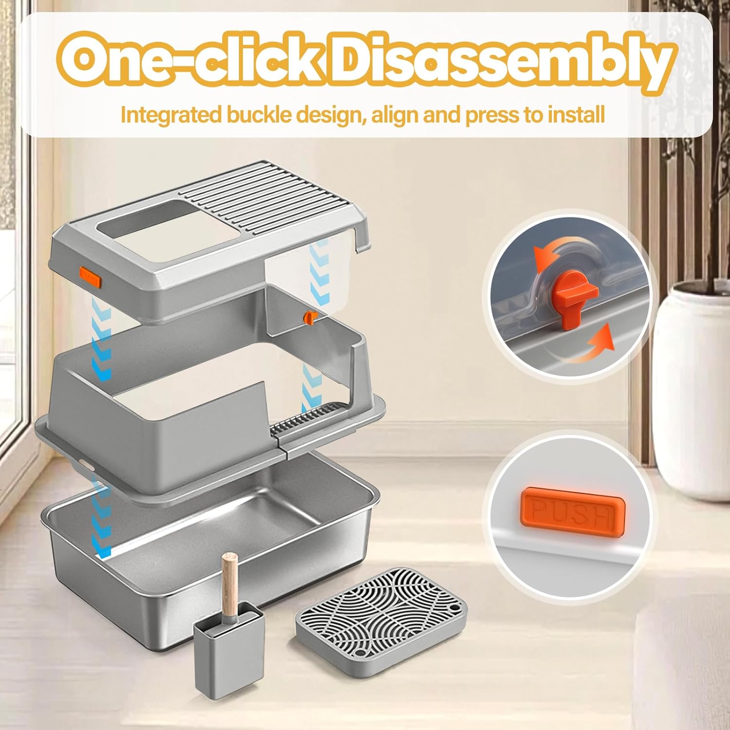 grande maison de toilette pour chat facile à nettoyer inox