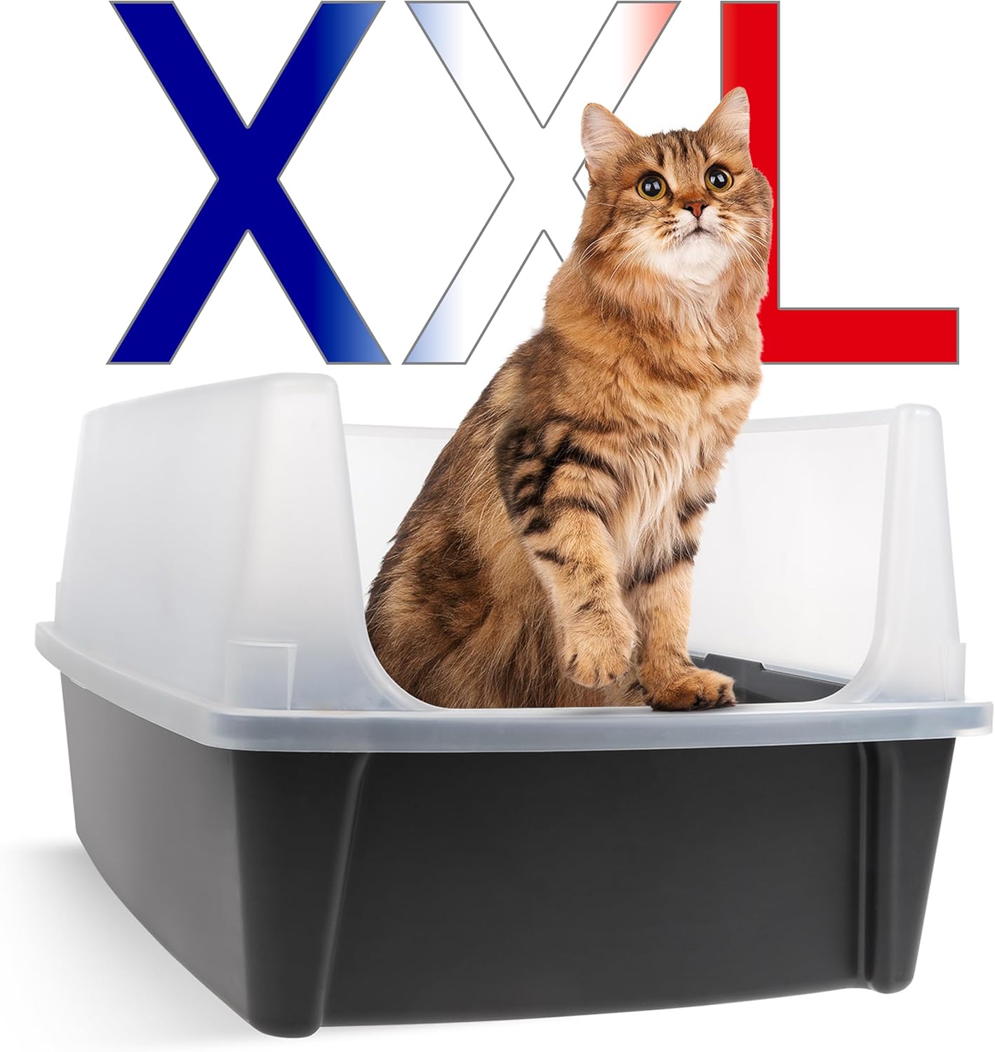 Grand Bac à Litière - Côtés Hauts Anti-Éclaboussures,Litière