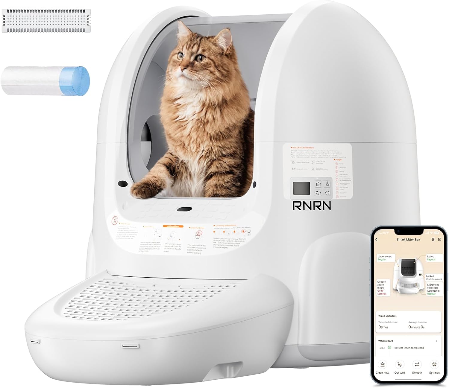 Capteurs de sécurité 360° sur litière intelligente pour chat