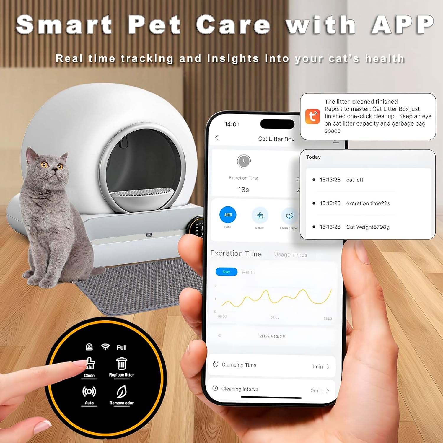 Litière connectée avec surveillance sanitaire via smartphone