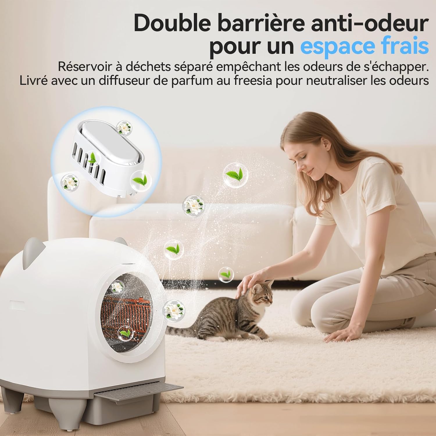 Contrôle facile via application mobile, suivi santé et nettoyage intuitif