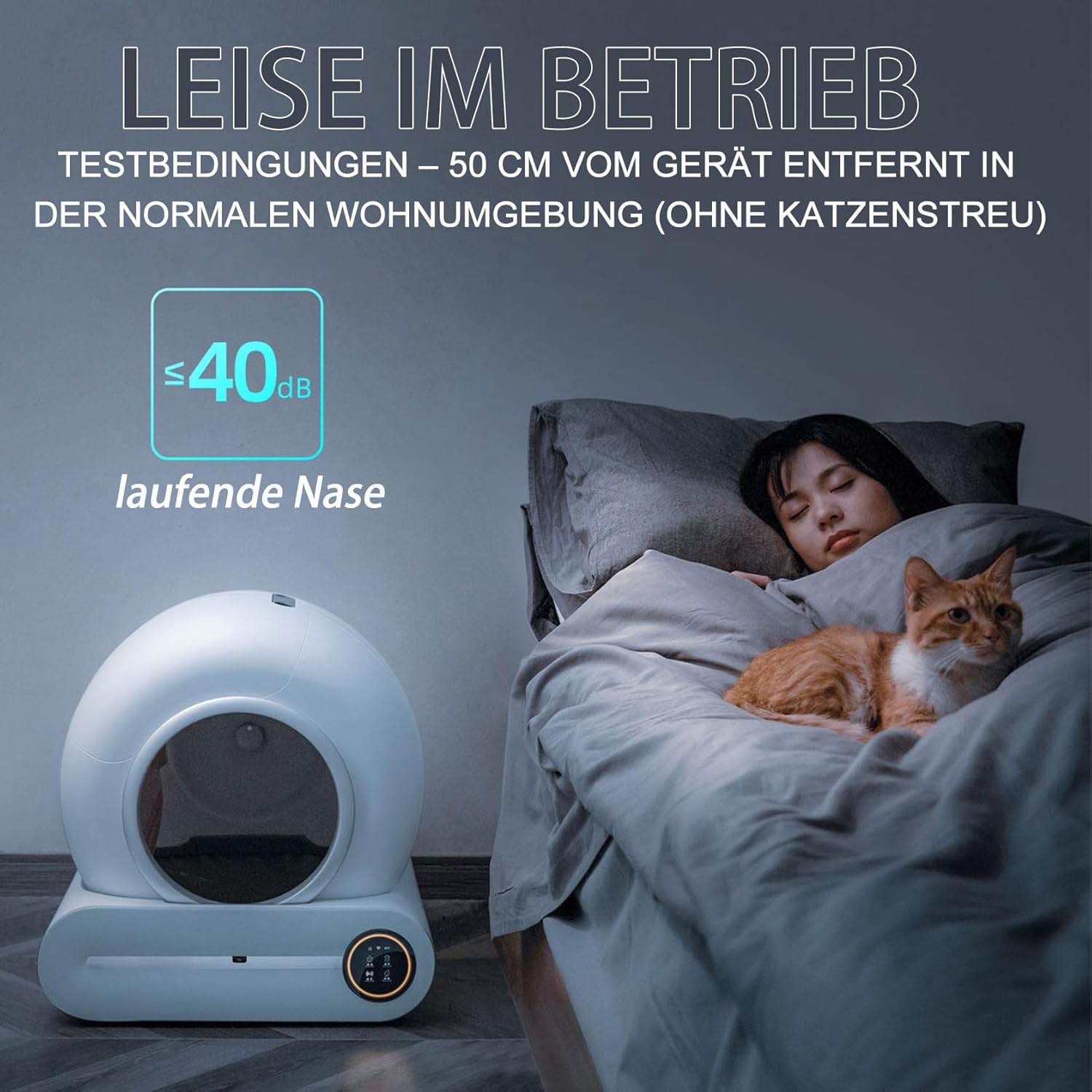 Litière autonettoyante XXL GESEILAY blanche pour grands chats