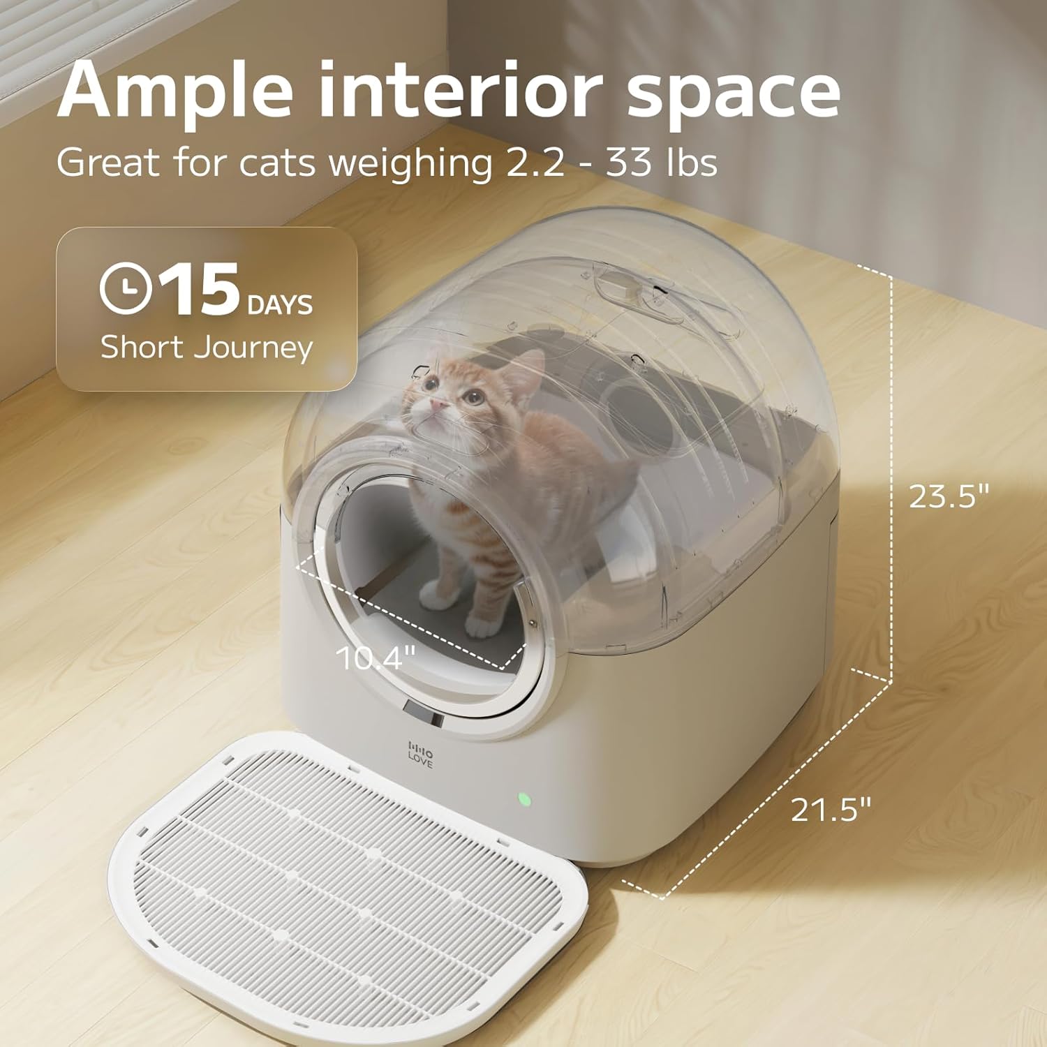 Litière automatique pour chats grands formats, modèle premium X-Large