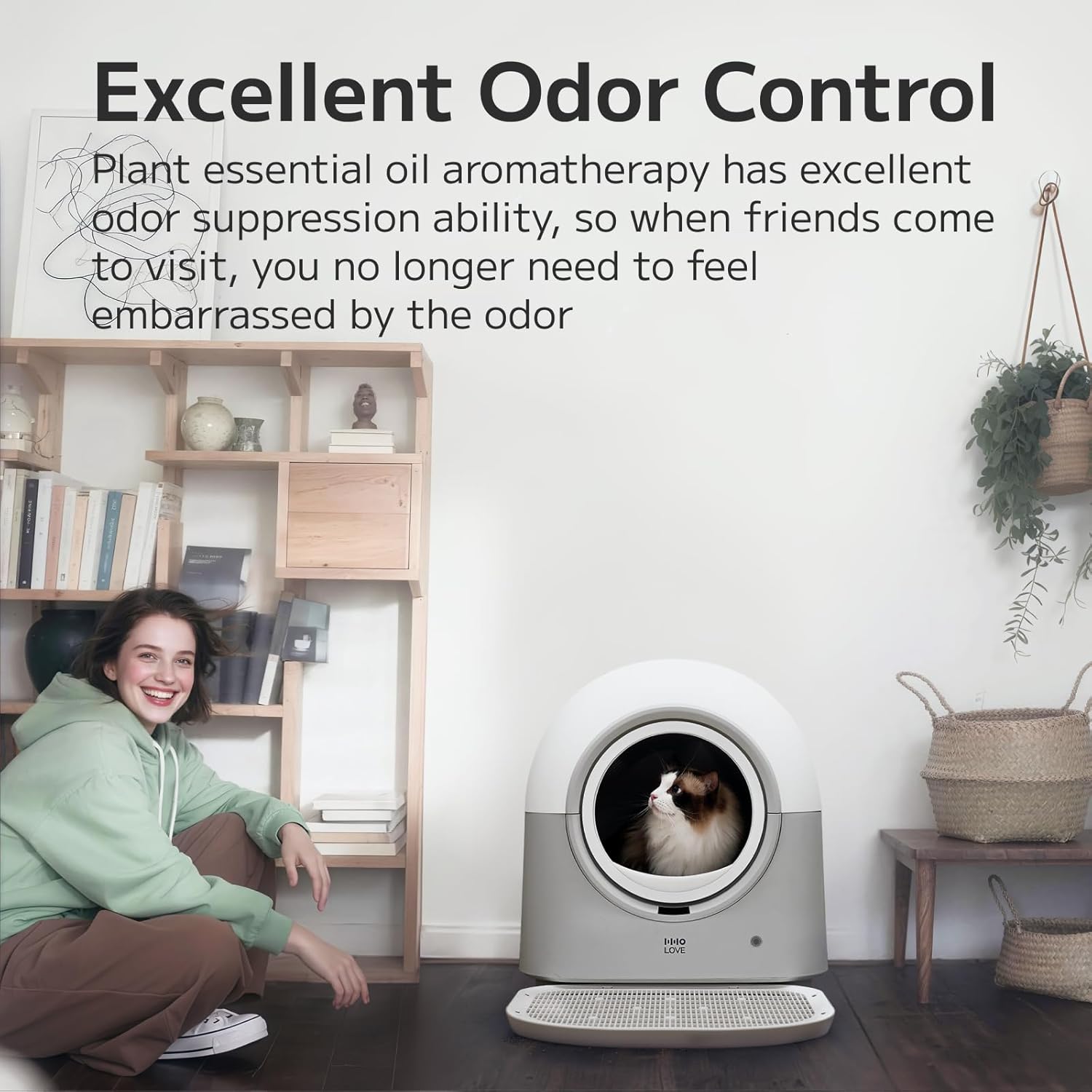 Entrée élargie 26 cm litière autonettoyante pour chats de 1 à 9 kg