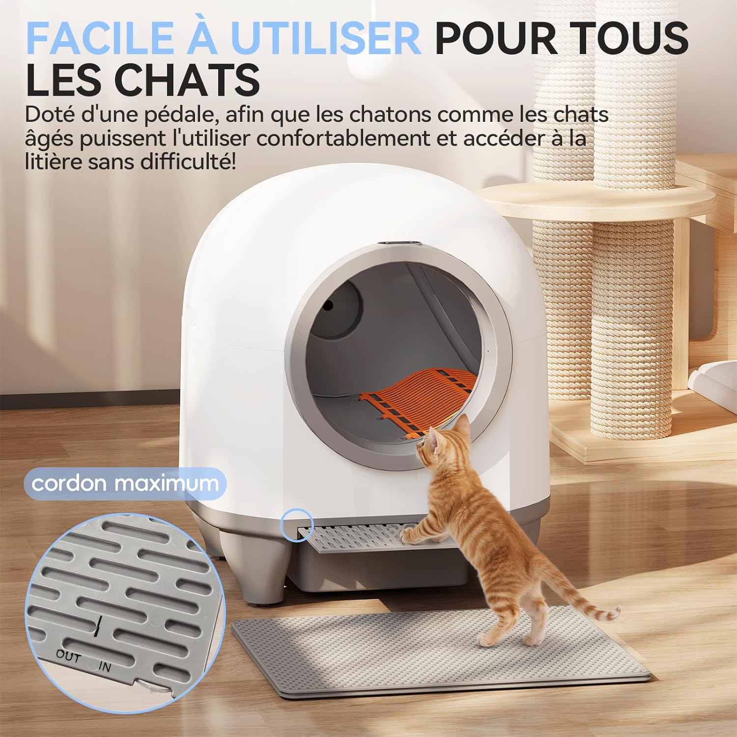 TRIUMPHKEY litière autonettoyante silencieuse pour chats multiples