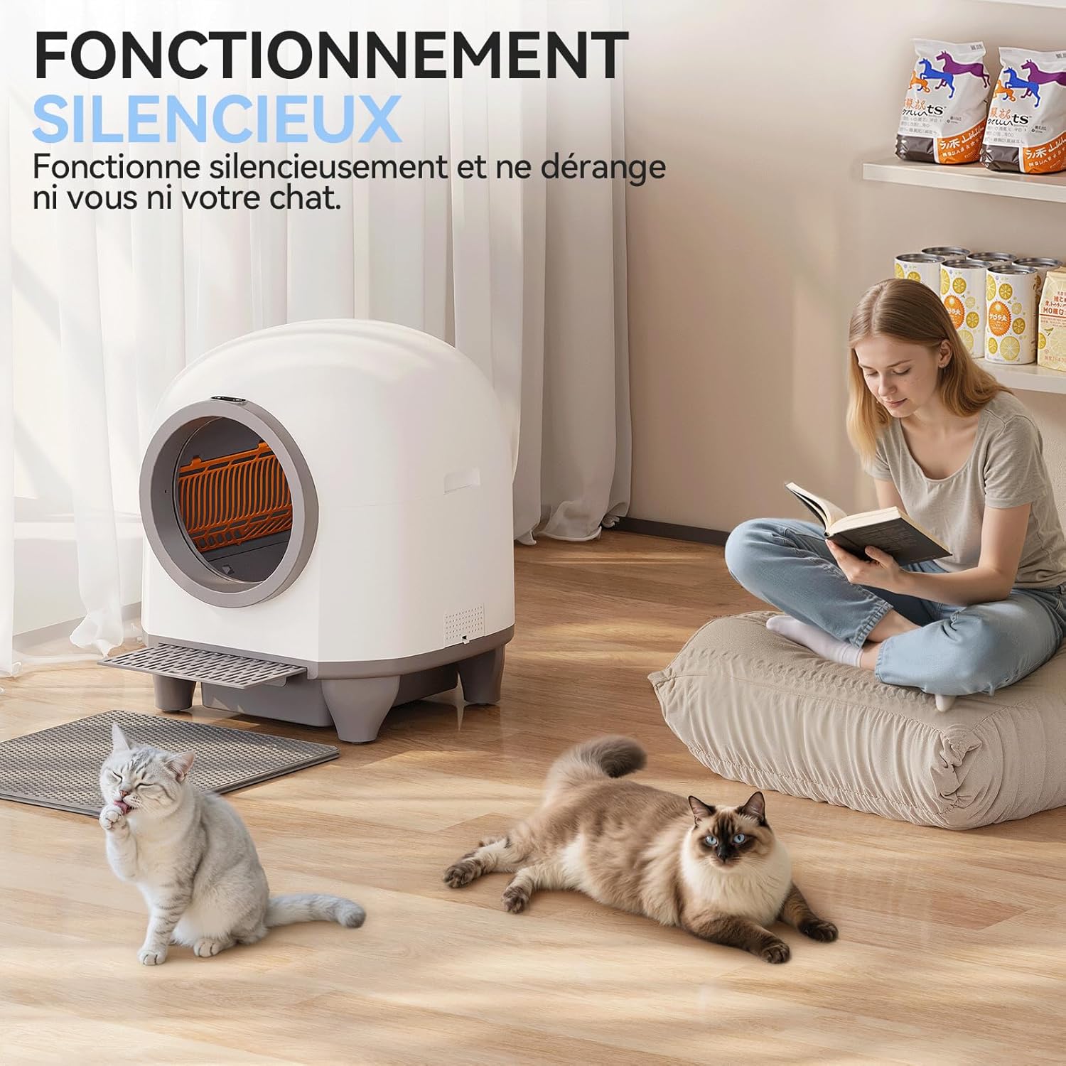 Litière autonettoyante XXL TRIUMPHKEY connectée pour plusieurs chats