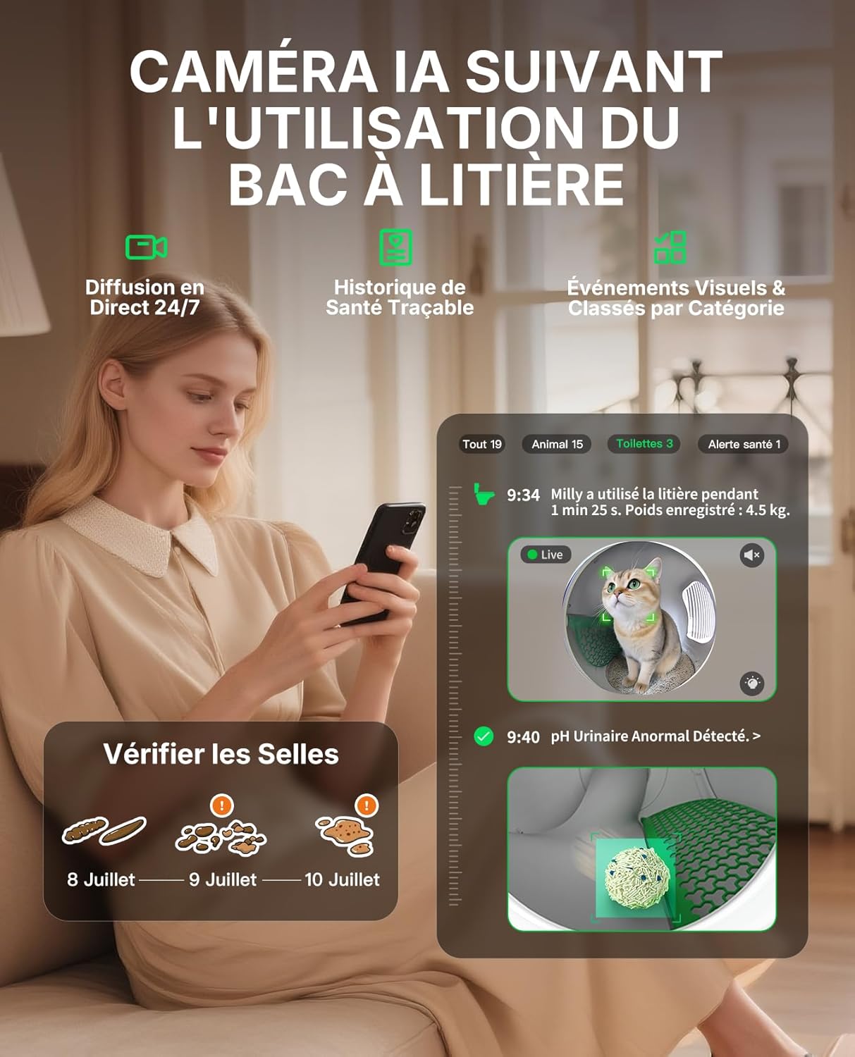 Système triple élimination des odeurs litière intelligente PETKIT