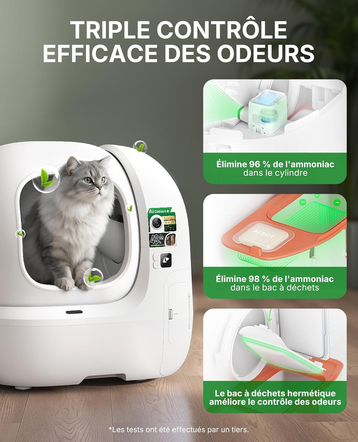 Intérieur spacieux 76L de la litière autonettoyante MAX PRO 2