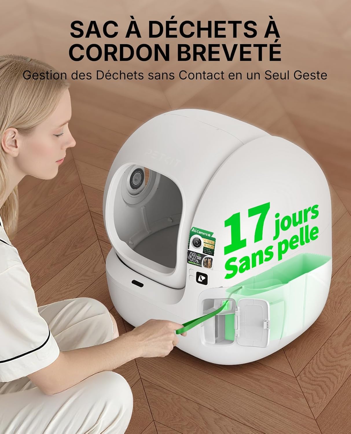 Vue de l’entrée élargie pour chats de grande taille PETKIT PUROBOT