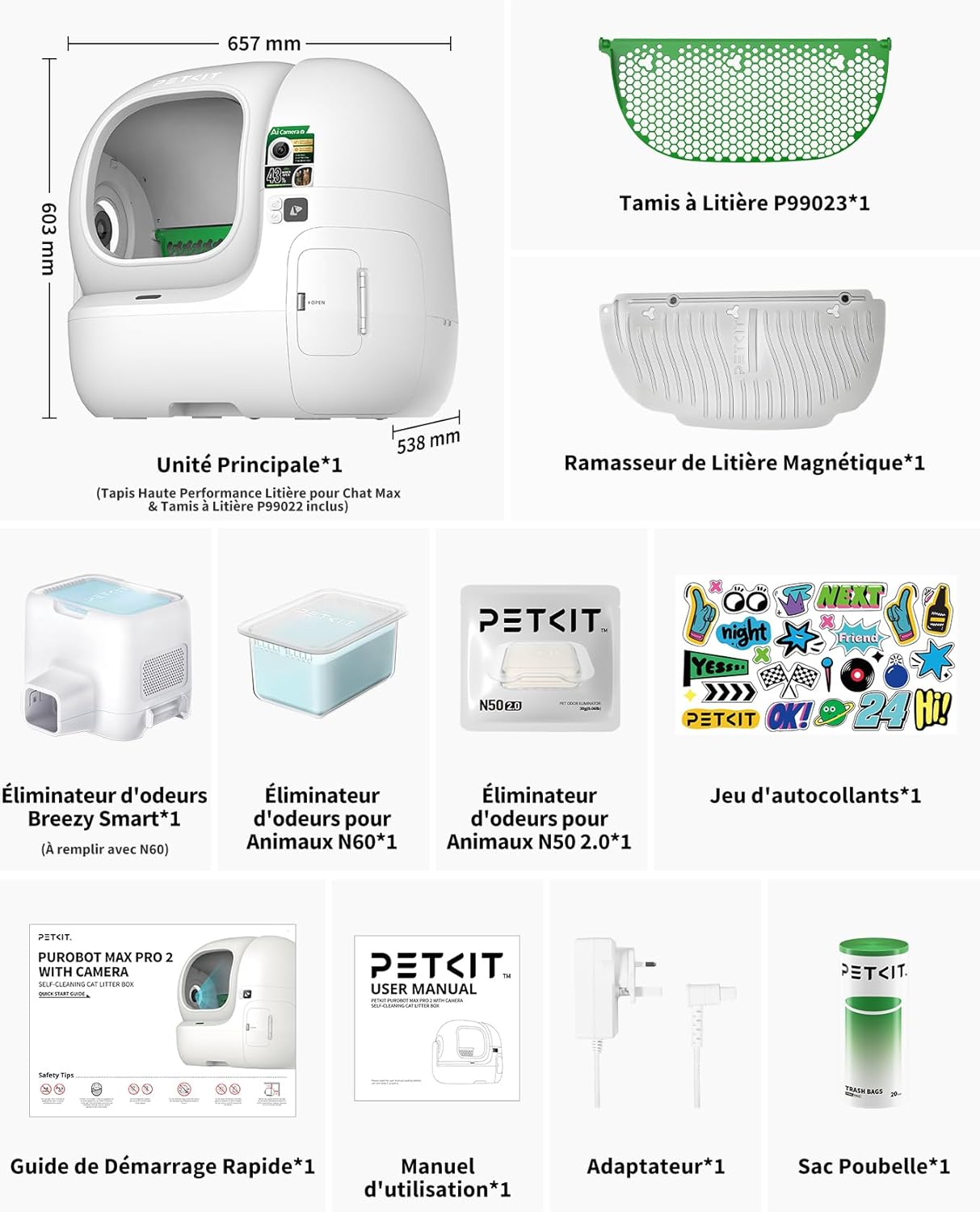 Litière autonettoyante PETKIT PUROBOT MAX PRO 2 avec caméra IA
