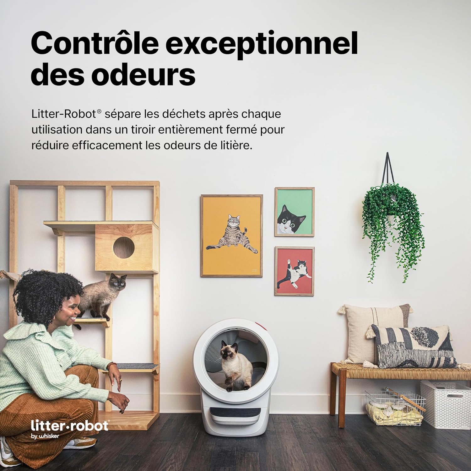 Bac à litière automatique Whisker avec tapis et barrière