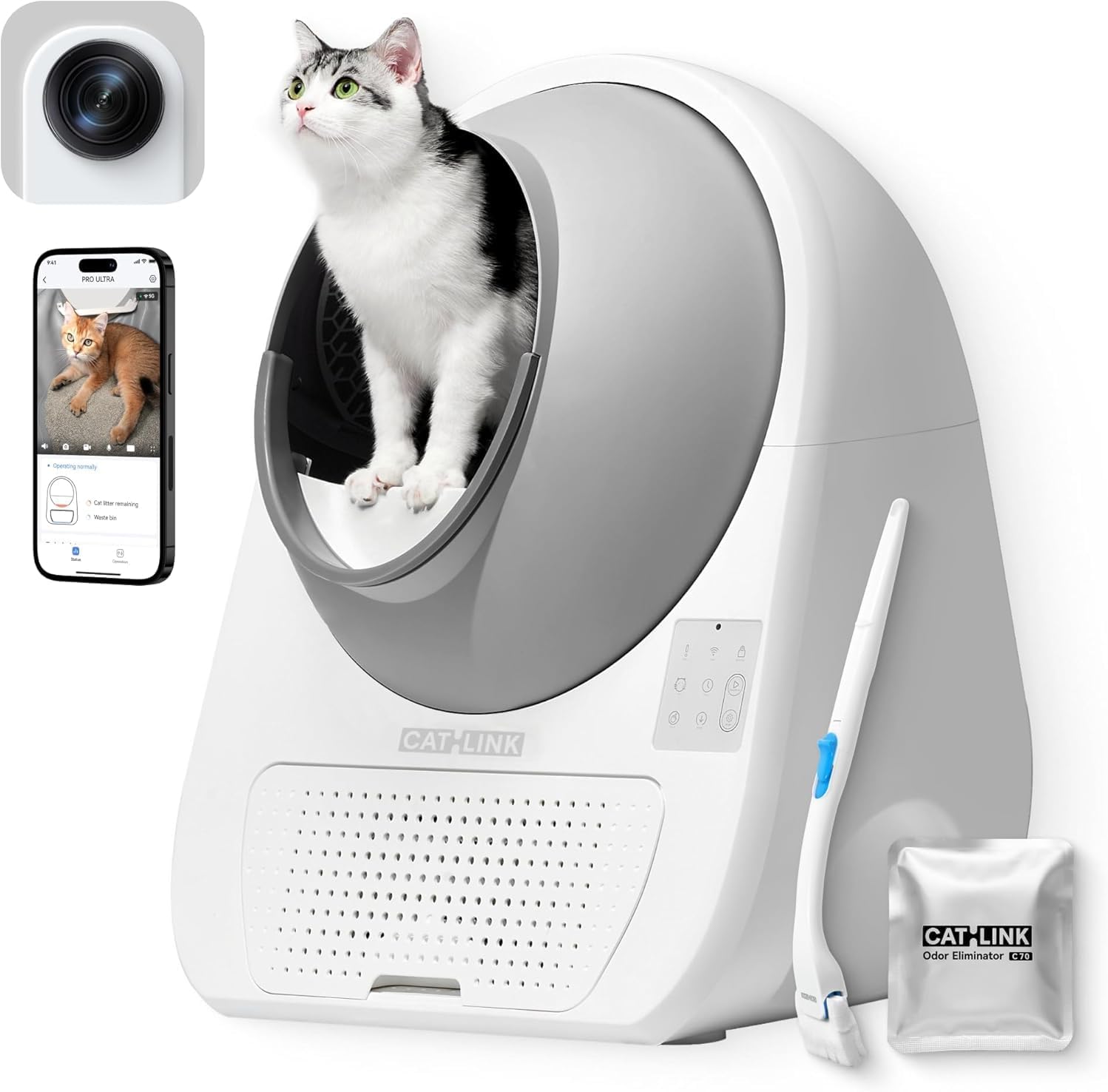 Litière autonettoyante CATLINK Pro Ultra blanche XXL avec caméra IA