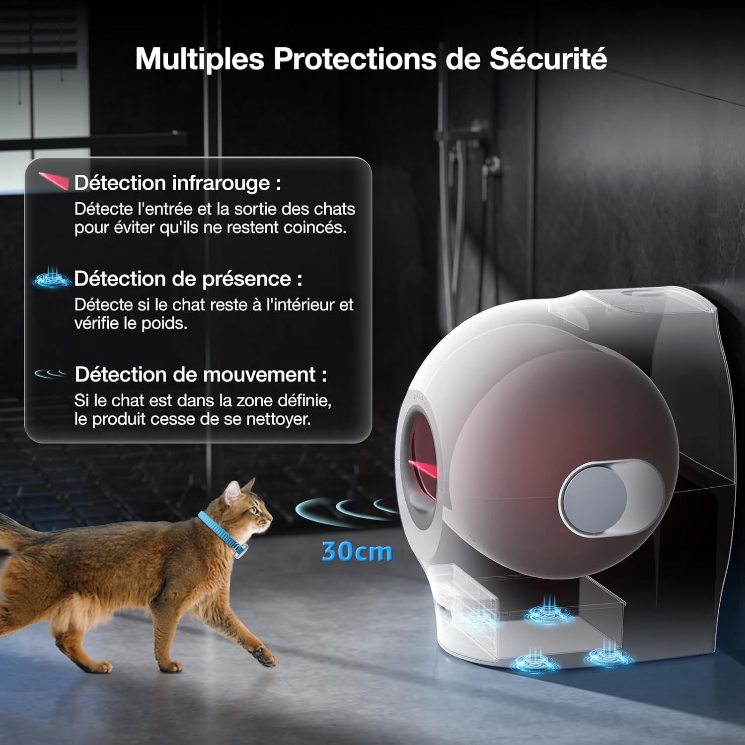 Grand espace intérieur confortable pour chats jusqu’à 10 kg