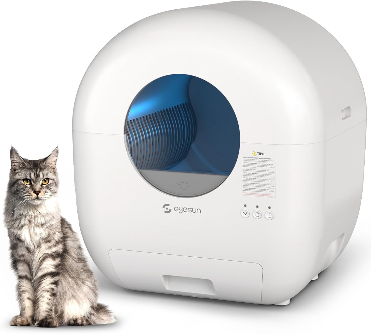 Litière autonettoyante EYESUN XL blanche pour chats multi-chats 76 L