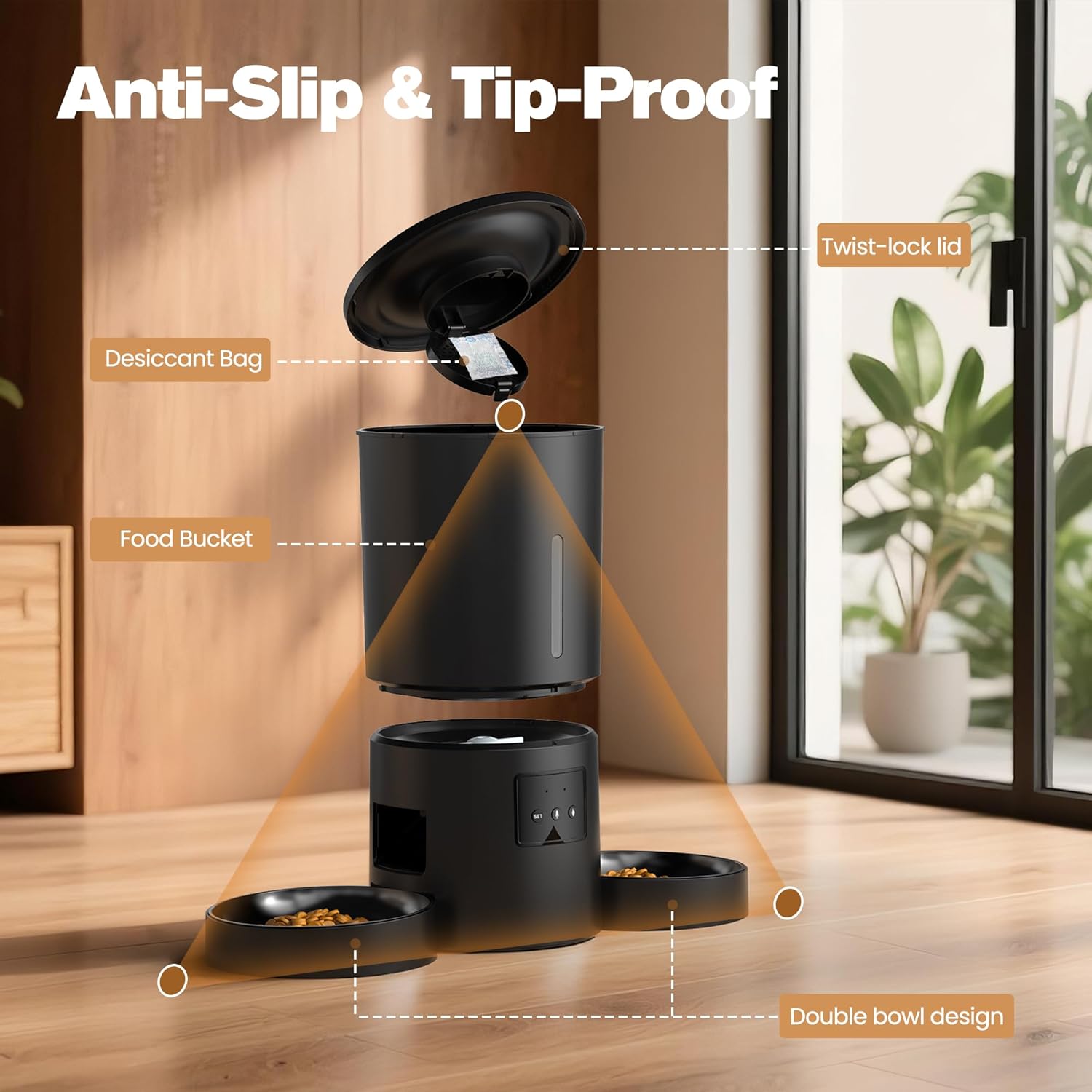 Distributeur croquettes chat automatique double 5L WiFi AONBOY noir