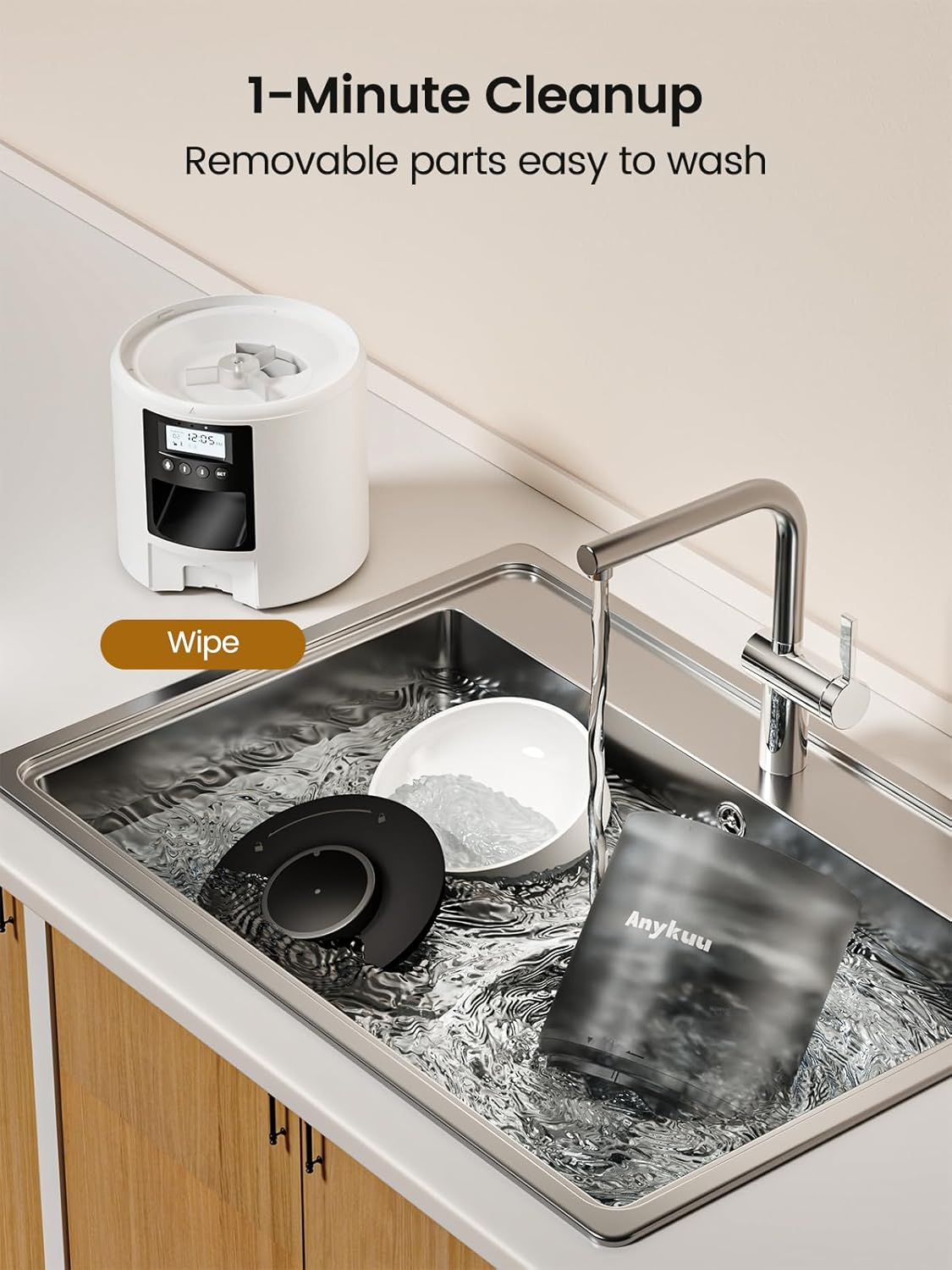 vue de face du distributeur Anykuu avec grand réservoir transparent