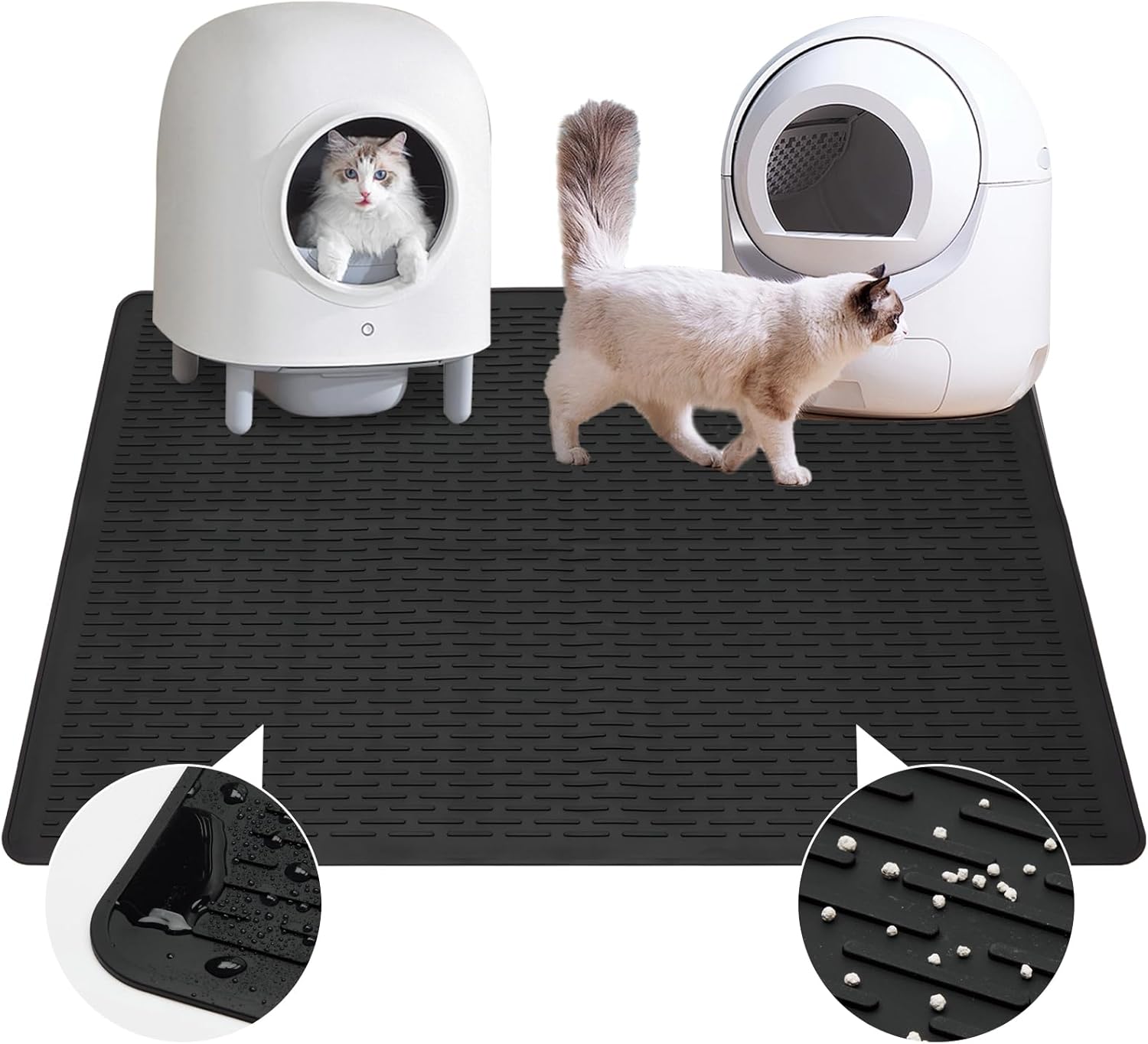 tapis antidérapant imperméable pour litière de chat.