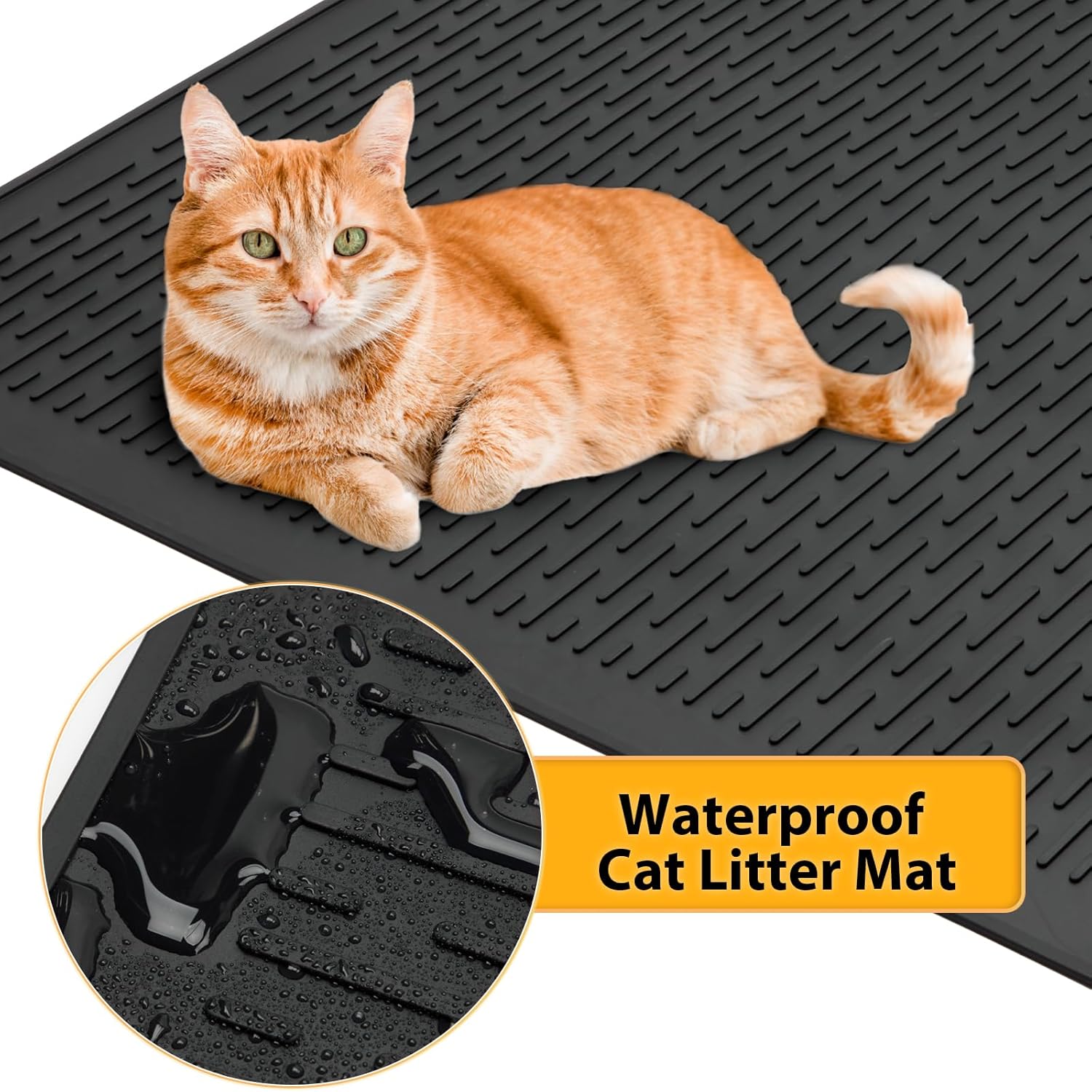 "grand tapis rétenteur de litière pour chat avec rainures profondes"