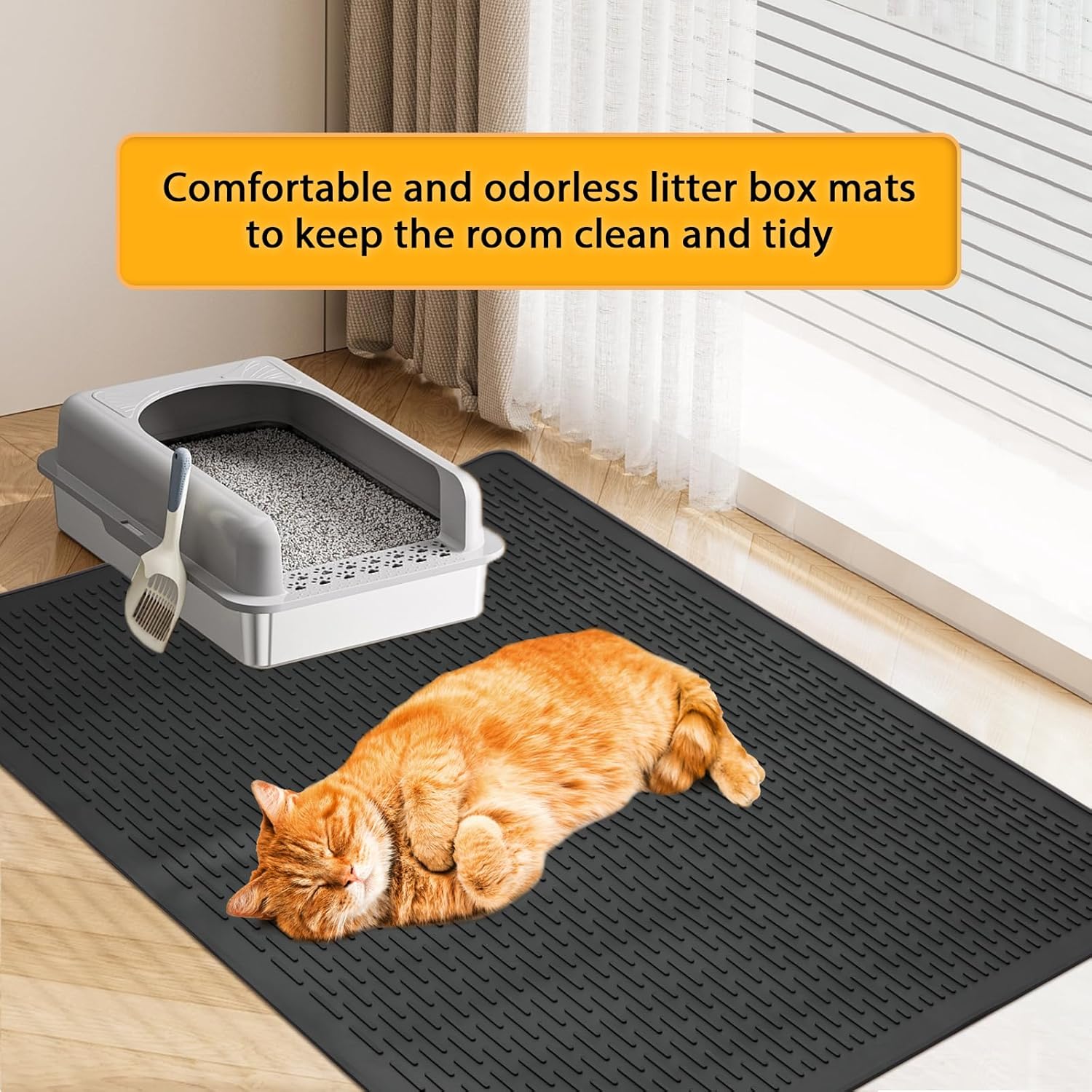 "tapis en caoutchouc naturel lavable pour litière chat"