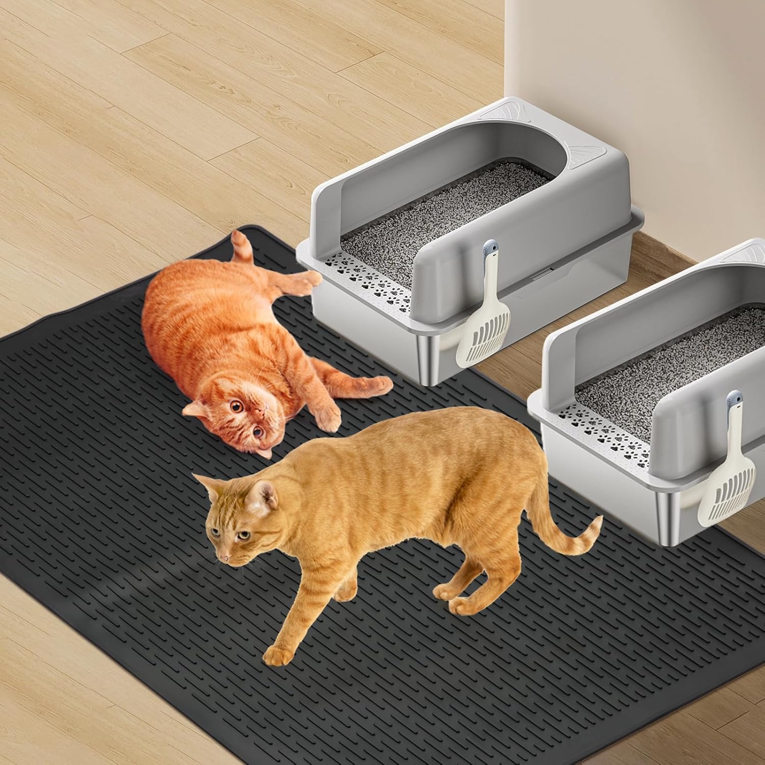 Litière piégée dans le tapis double couche EVA pour chat.