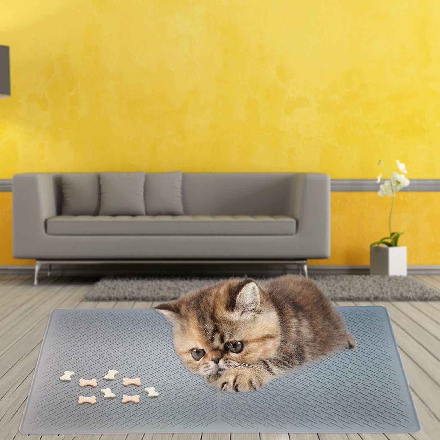 Tapis silicone durable pour bac à litière chat, protection sol