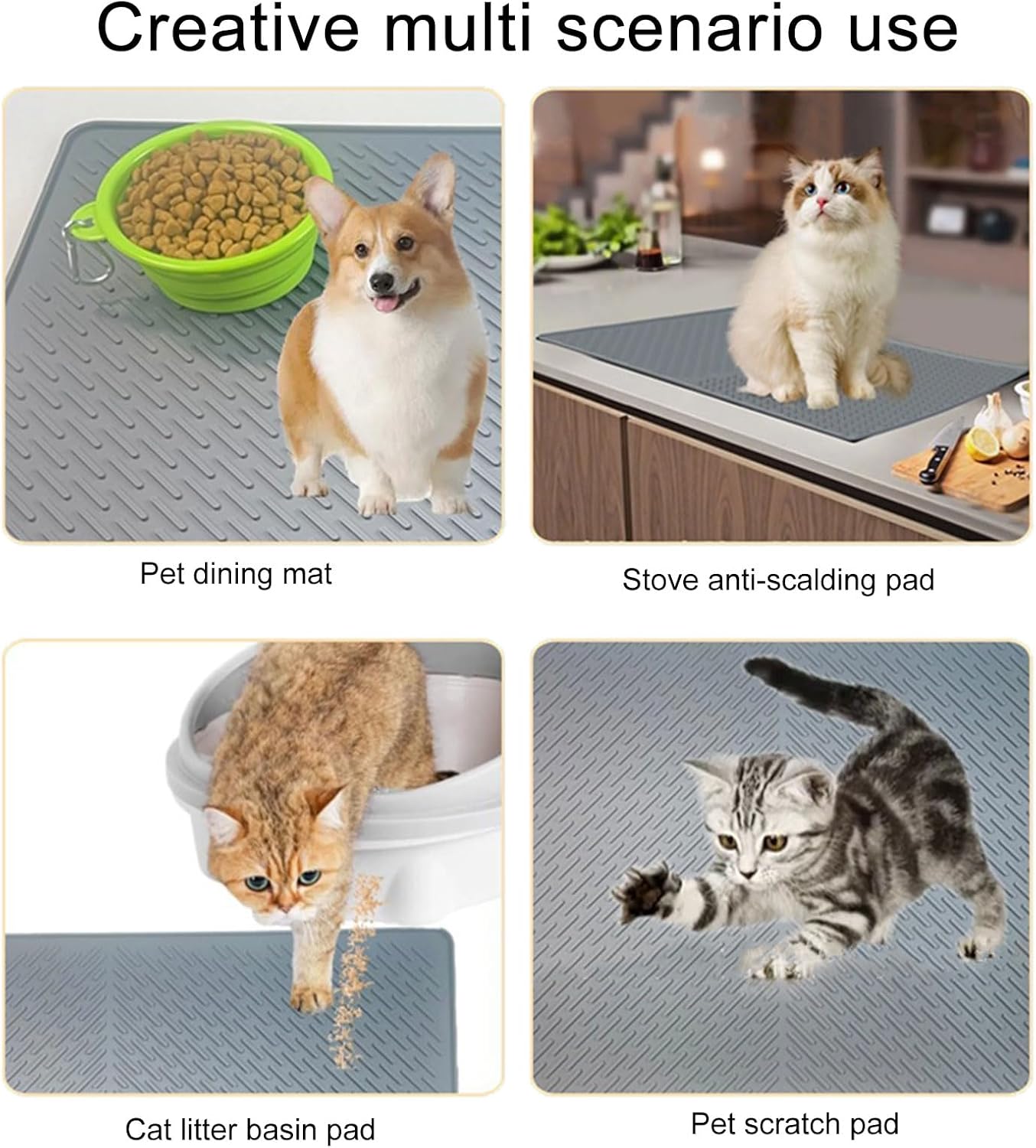 Tapis silicone Pffiocix avec bords surélevés pour collecte de litière