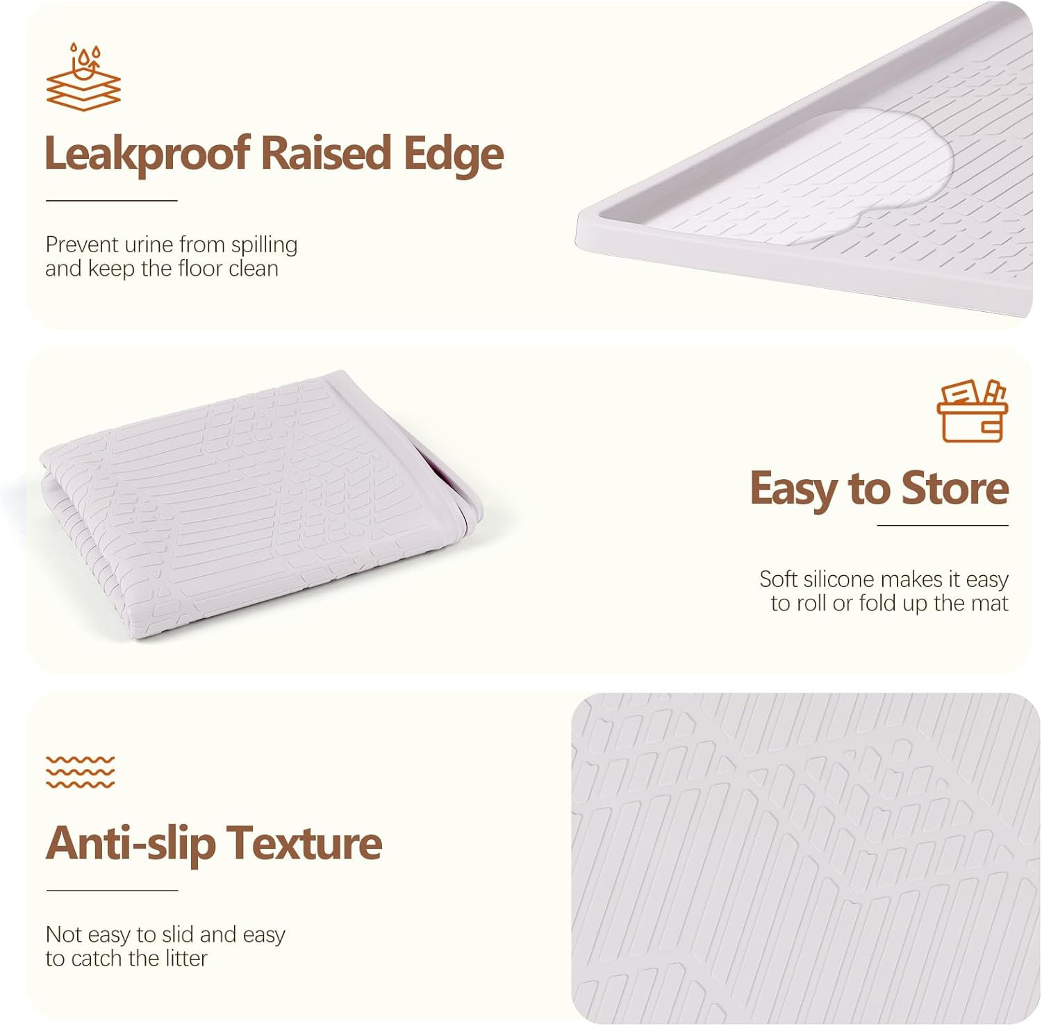 Tapis étanche silicone blanc pour bacs à litière chat