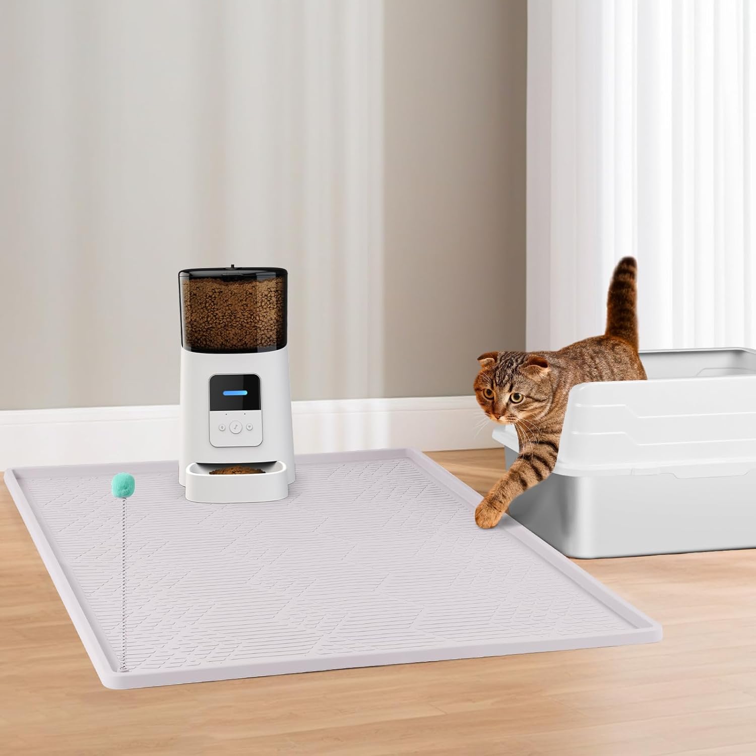 Tapis litière chat Bartuke en silicone blanc 96x63