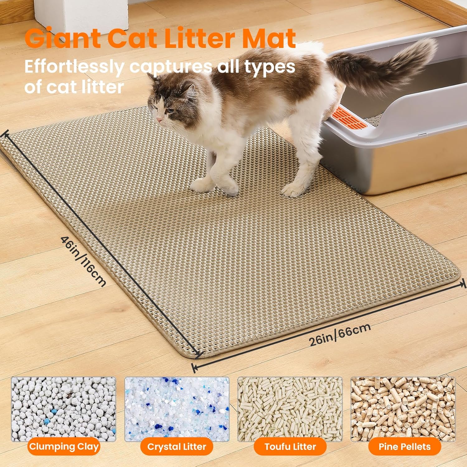 Chat sortant du bac sur tapis double couche Petinstinct