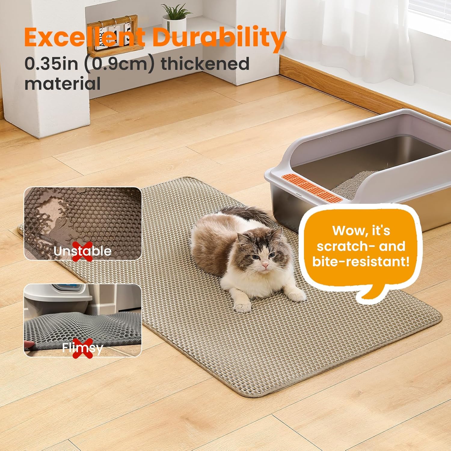 Chat confortablement installé sur tapis litière EVA XXL