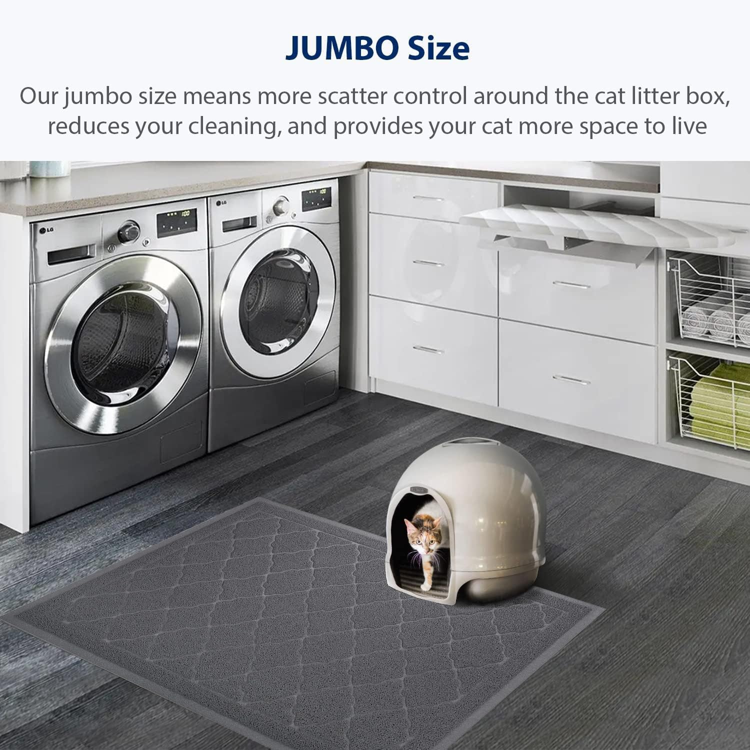 tapis de litière chat XXL PVC gris design moderne