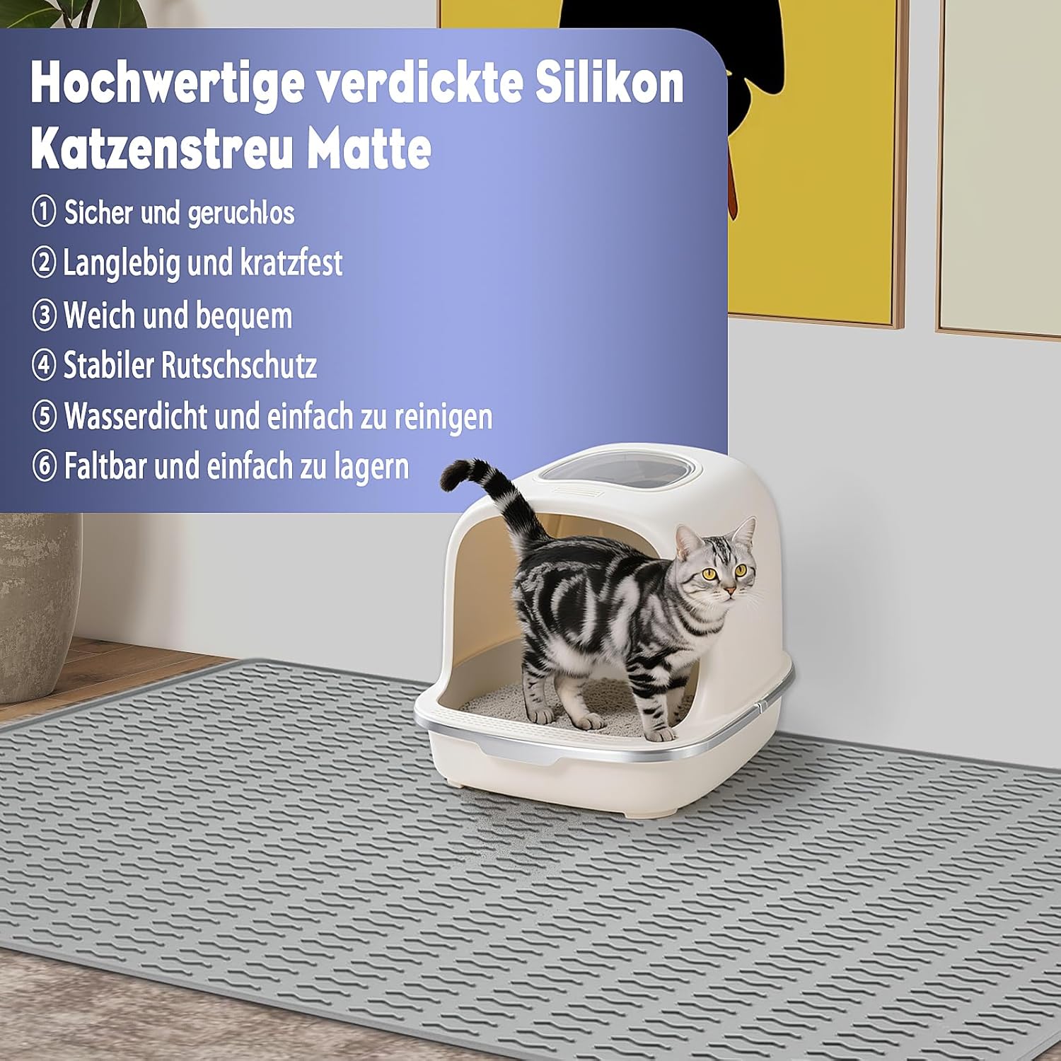 Tapis chat imperméable anti-dérapant pour litière XXL