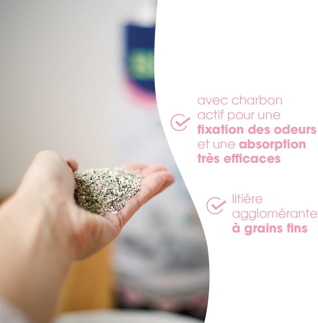 Litière agglomérante parfumée talc Biokat’s, nettoyage facile