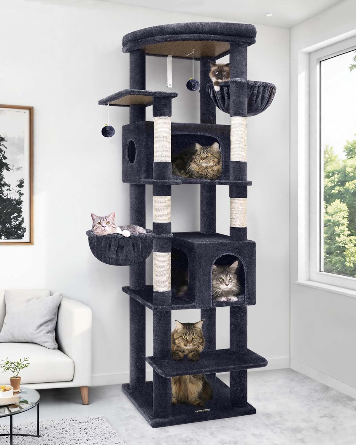 grand arbre à chat XXL 3 niveaux pour intérieur