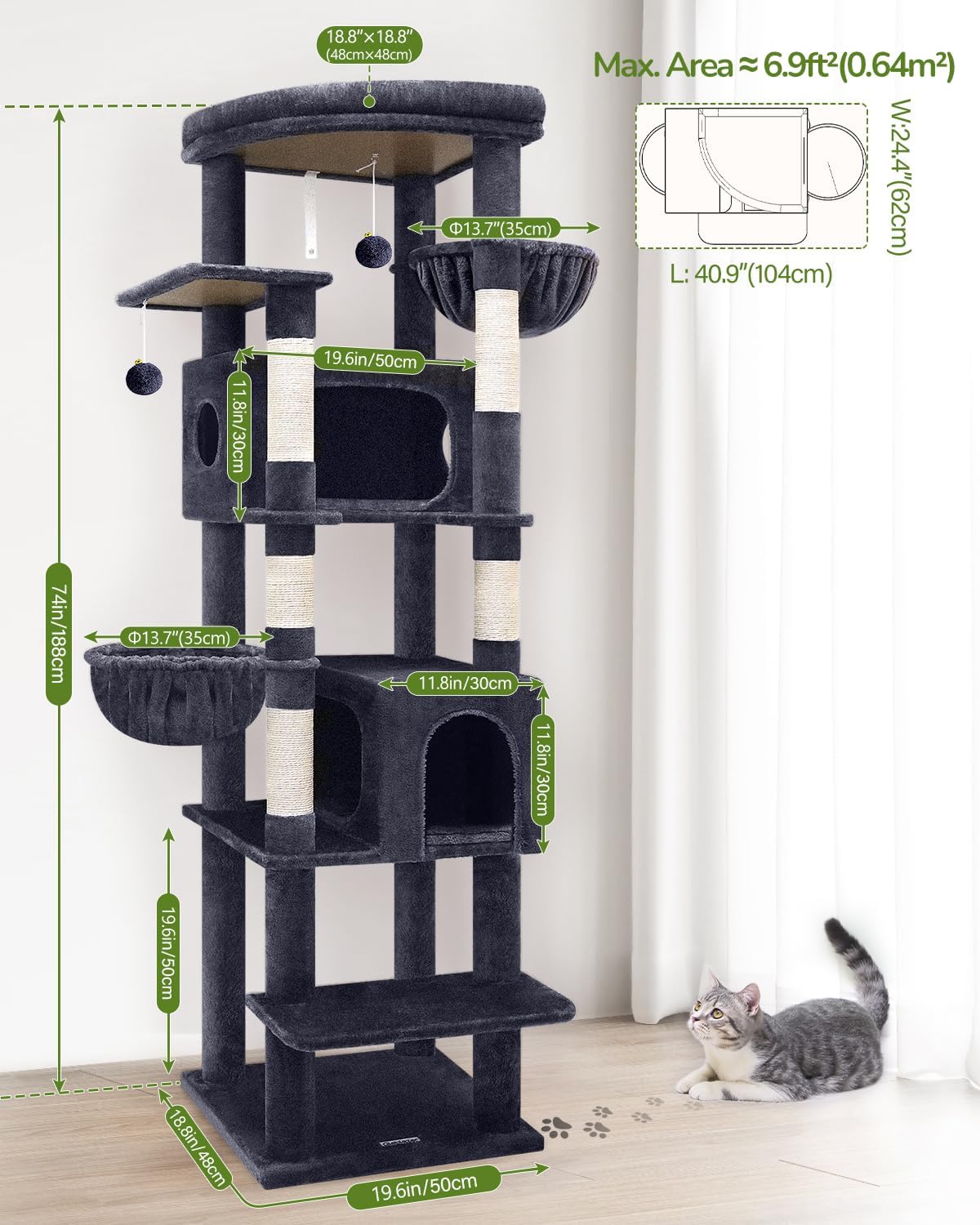 rbre à chat design résistant aux griffures avec poteaux sisal