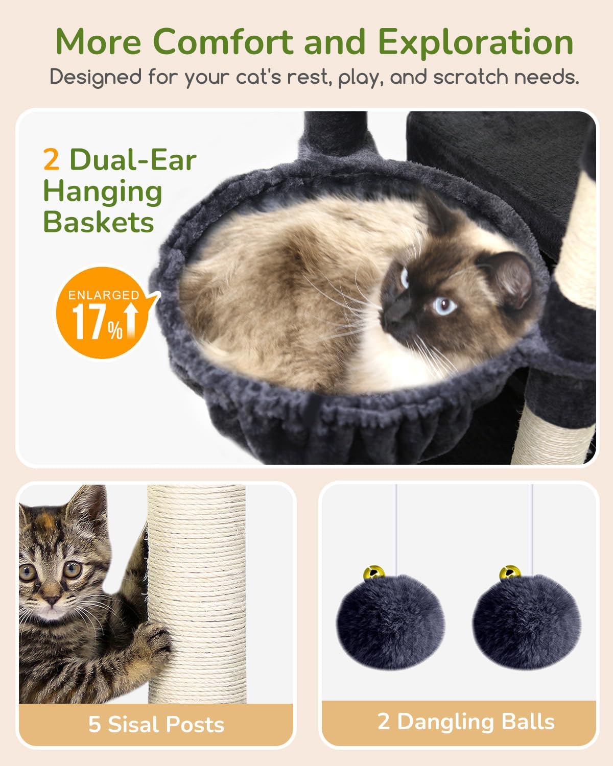 grande plateforme rembourrée en éventail pour gros chats