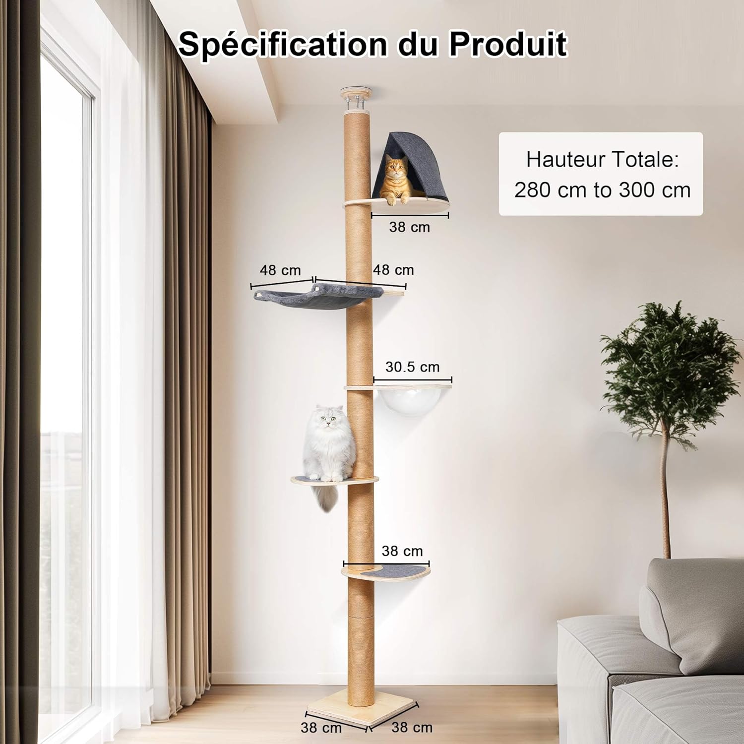 condo semi-fermé pour siestes arbre à chat vertical
