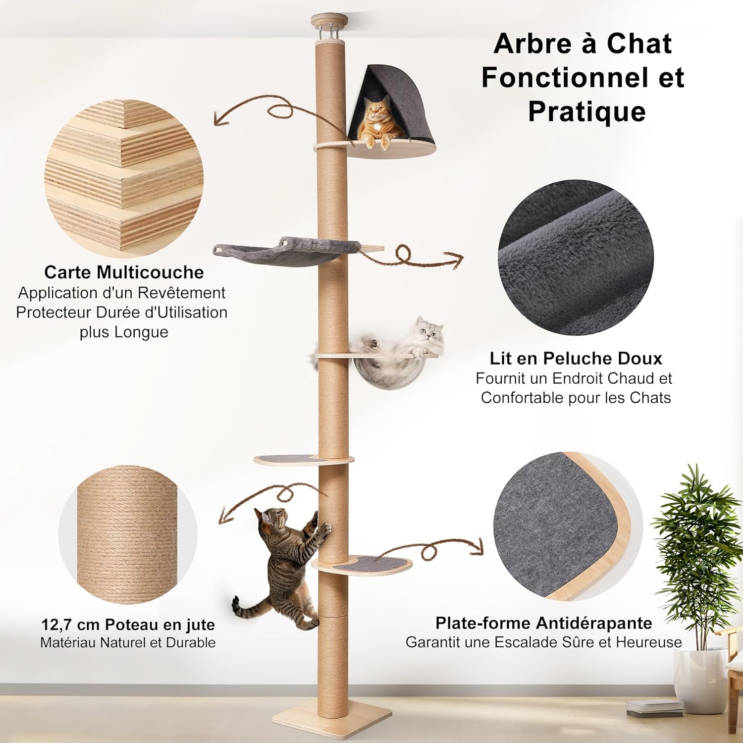 Hamac Douillet suspendu pour Grands Chats stable