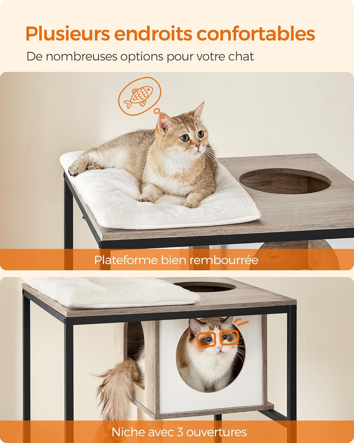 Compartiment cache-litière élégant avec portes aimantées
