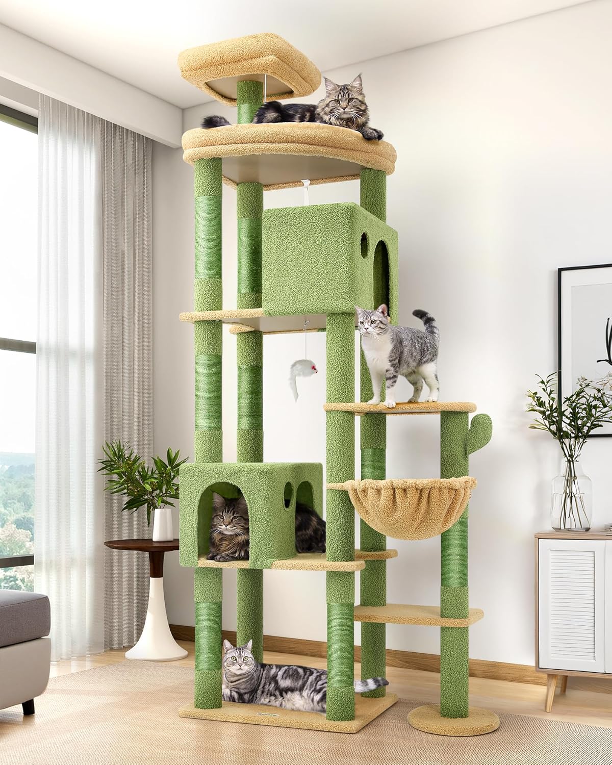 Arbre à chat cactus vert décoratif pour intérieur moderne
